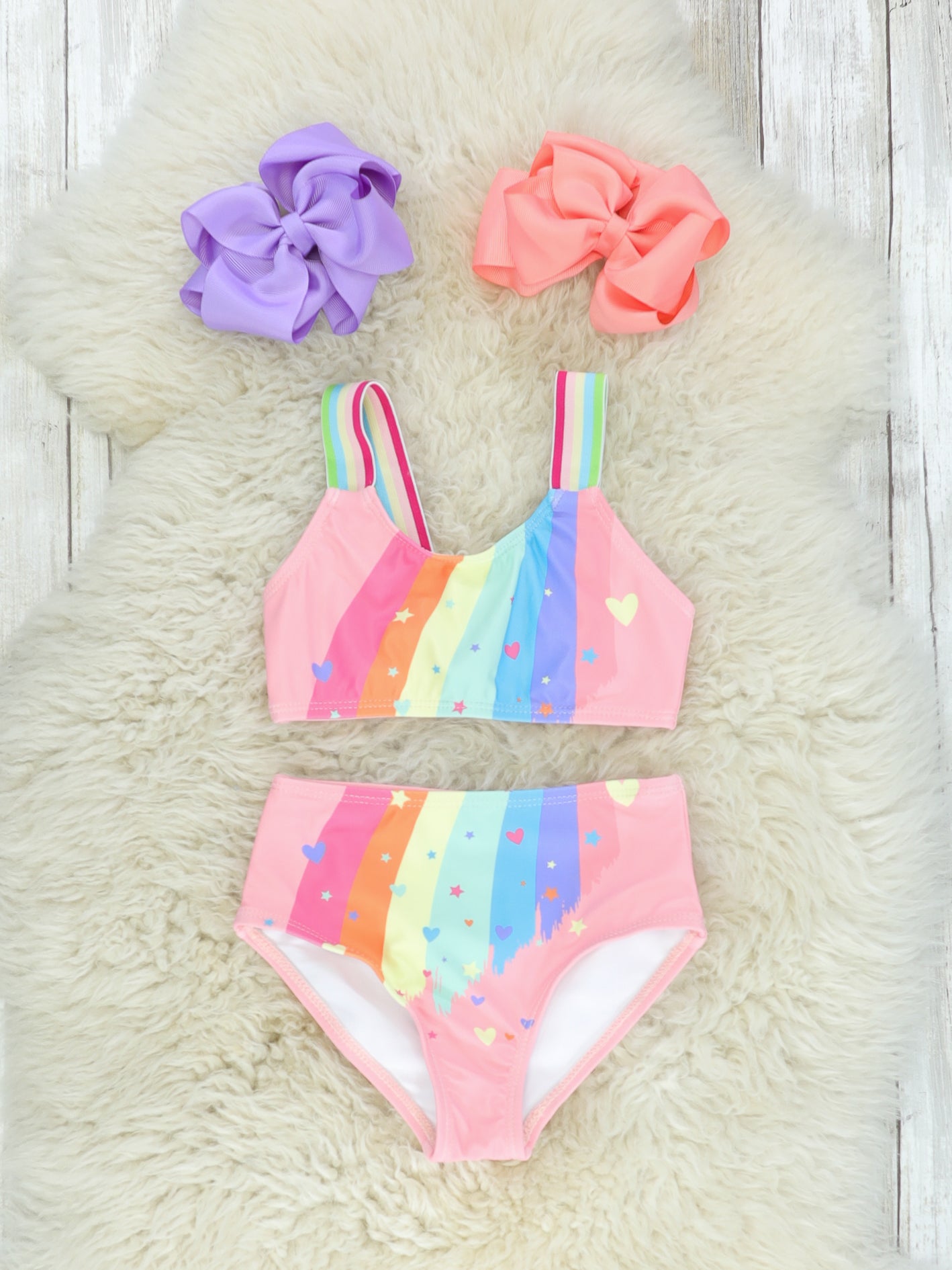Pink Rainbow High - Waisted Swimsuit - Marie Nicole Clothing