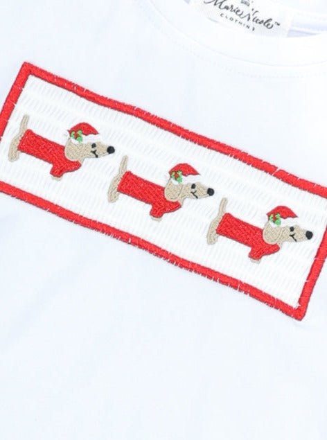 Red Plaid Smocked Dachshund Outfit - Marie Nicole Clothing