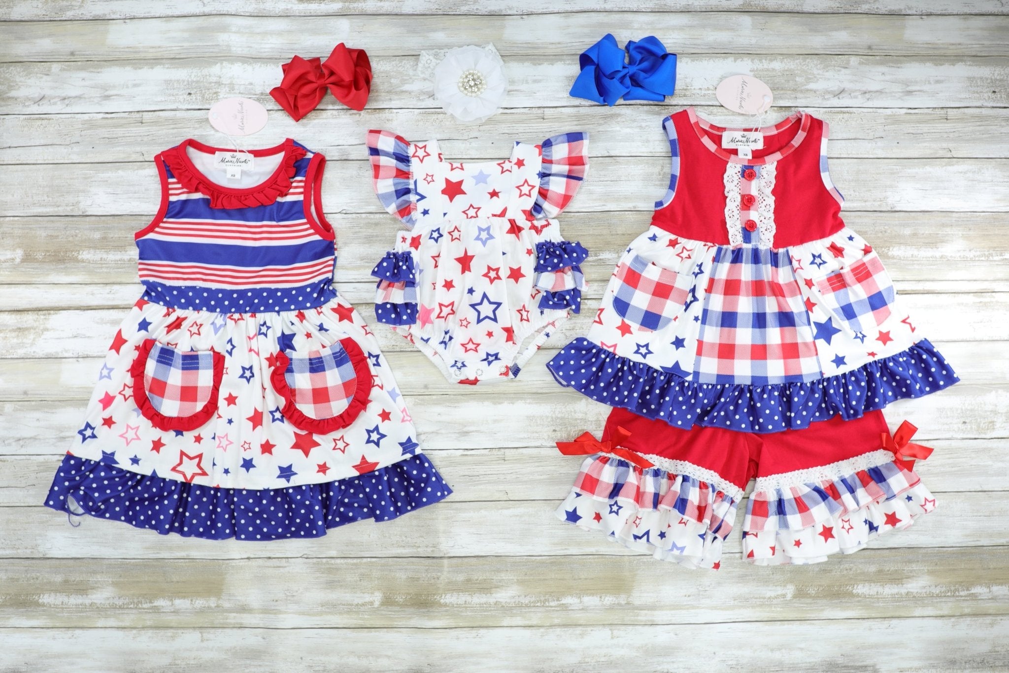 Red, White, & Blue Star Pocket Dress - Marie Nicole Clothing