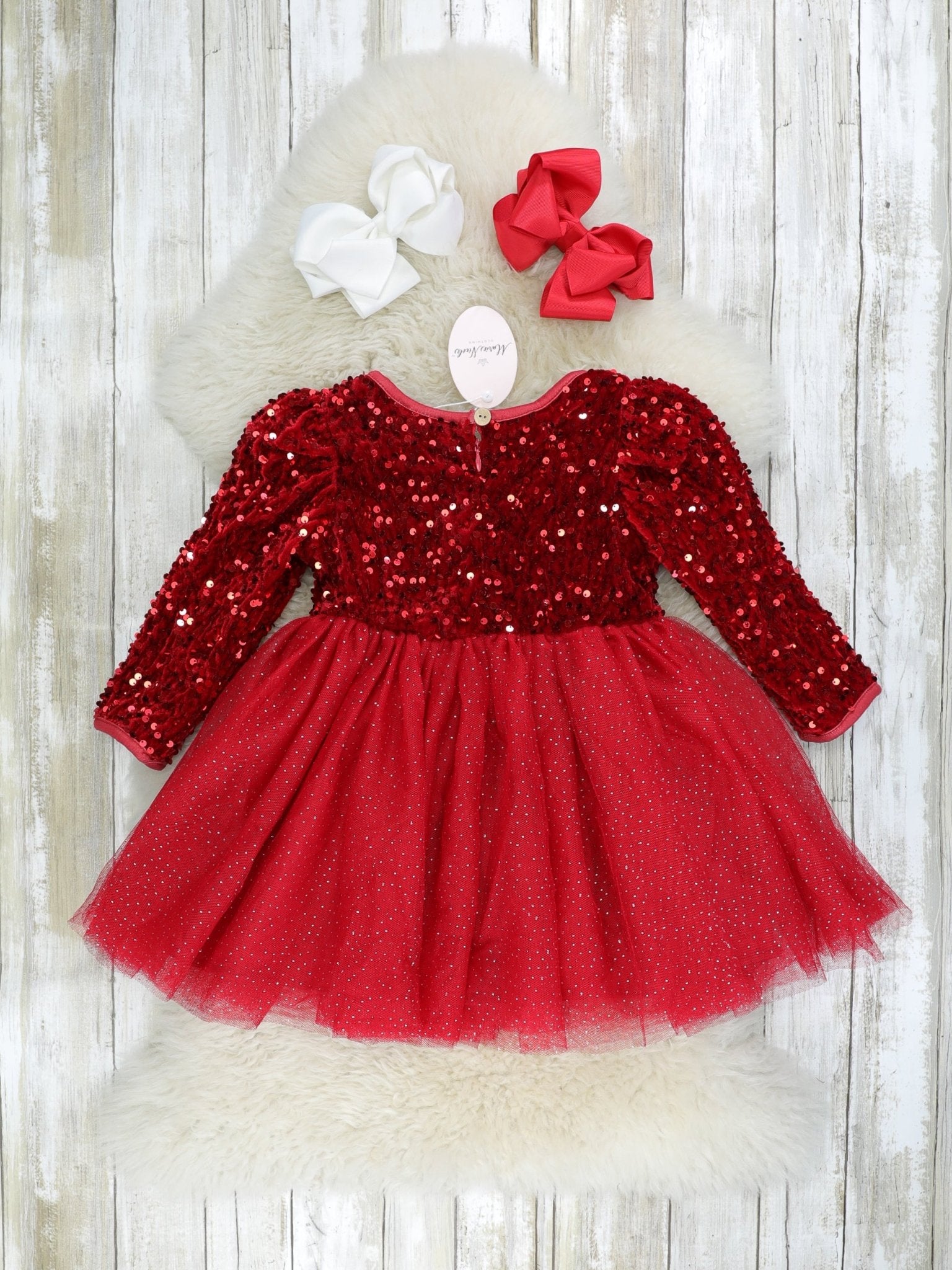 Red Sparkly Tulle Dress - Marie Nicole Clothing