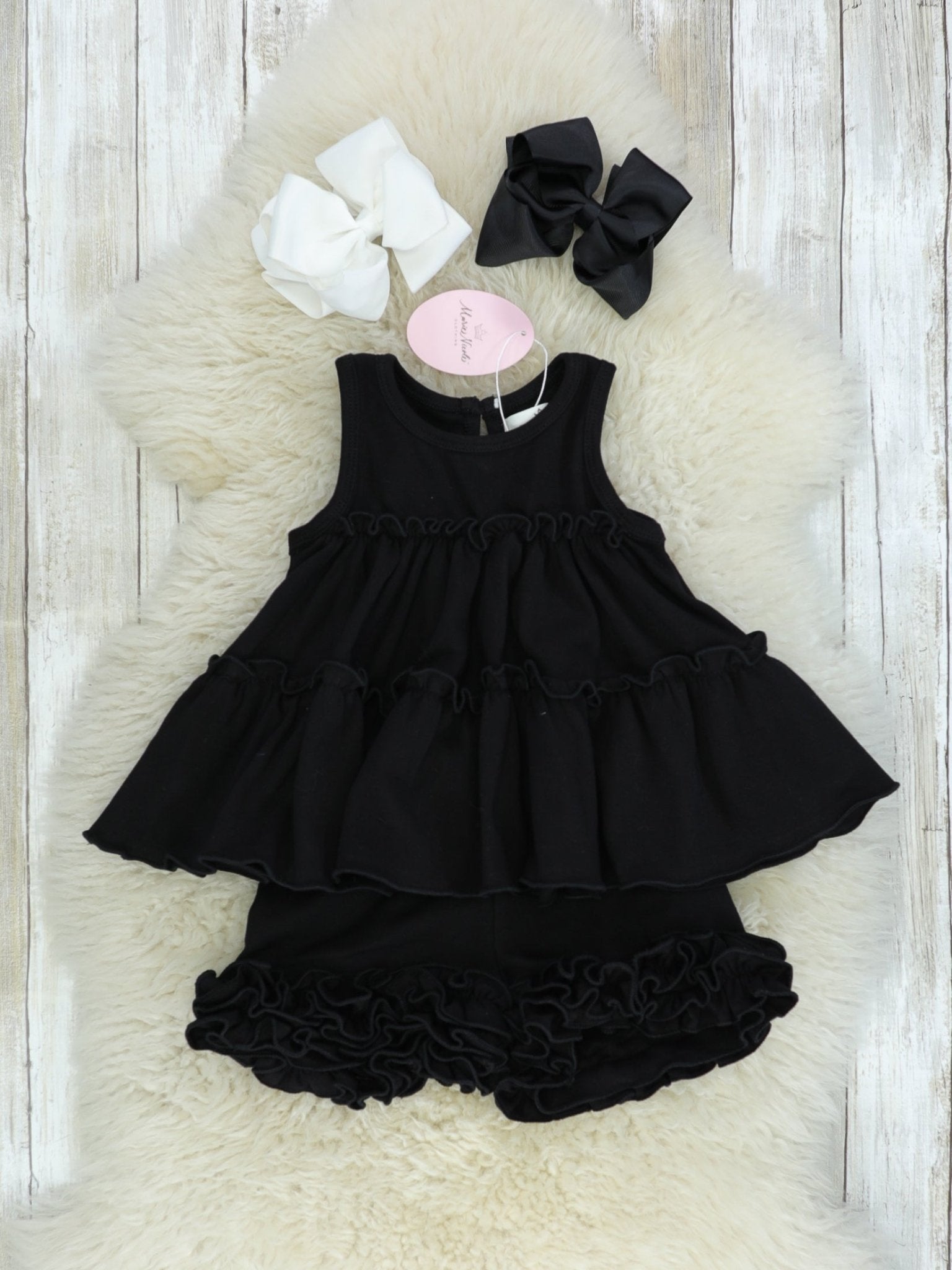 Cotton Swing Ruffle Tank - Black - Marie Nicole Clothing