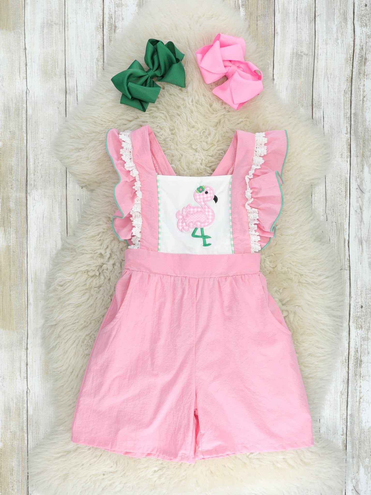 Pink Flamingo Flutter Sleeve Ruffle Jumpsuit - Marie Nicole Clothing