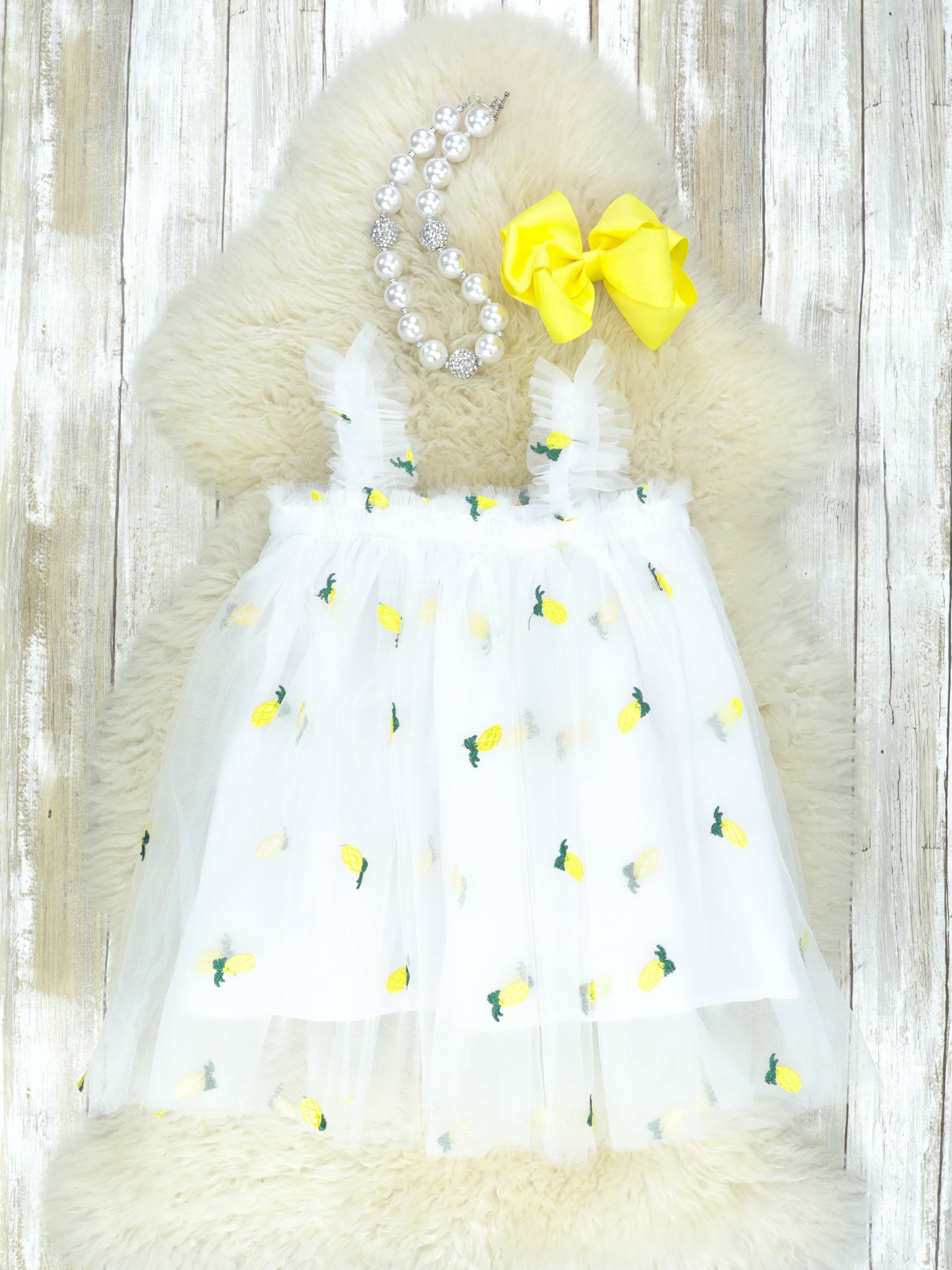 Pineapples Sheer Tulle Dress - Marie Nicole Clothing
