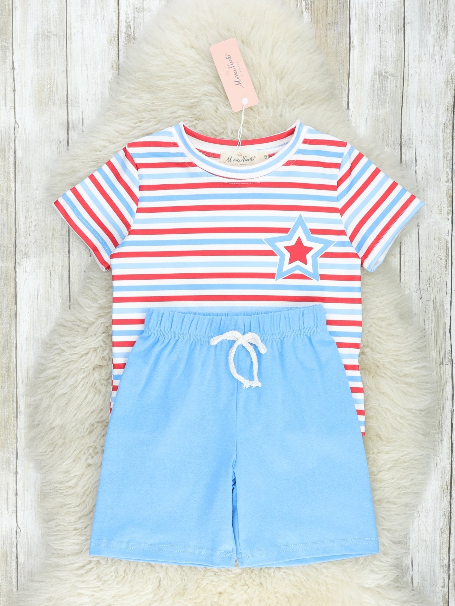 Patriotic Stripe Star Outfit - Marie Nicole Clothing