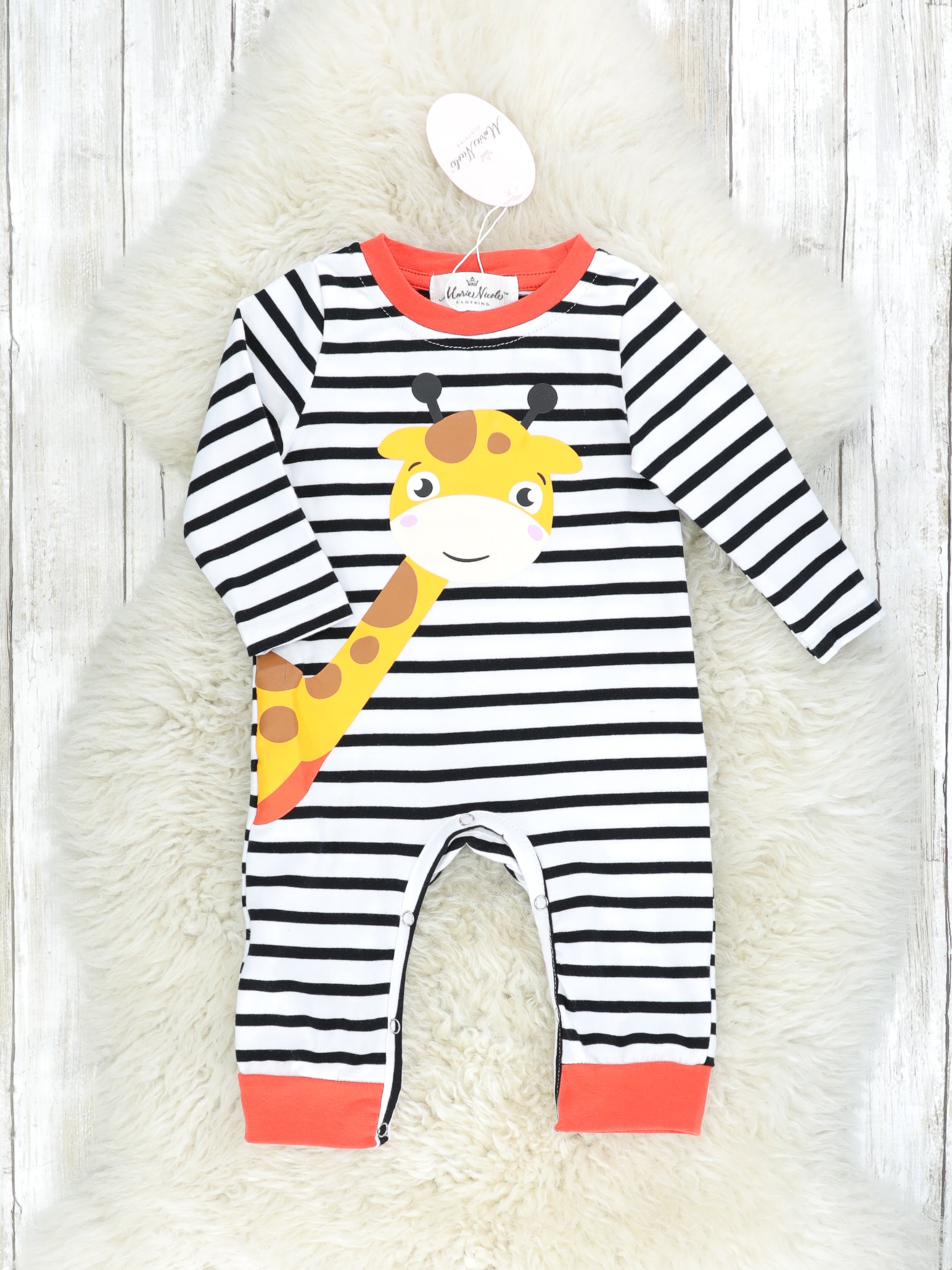 Striped Giraffe Romper - Marie Nicole Clothing