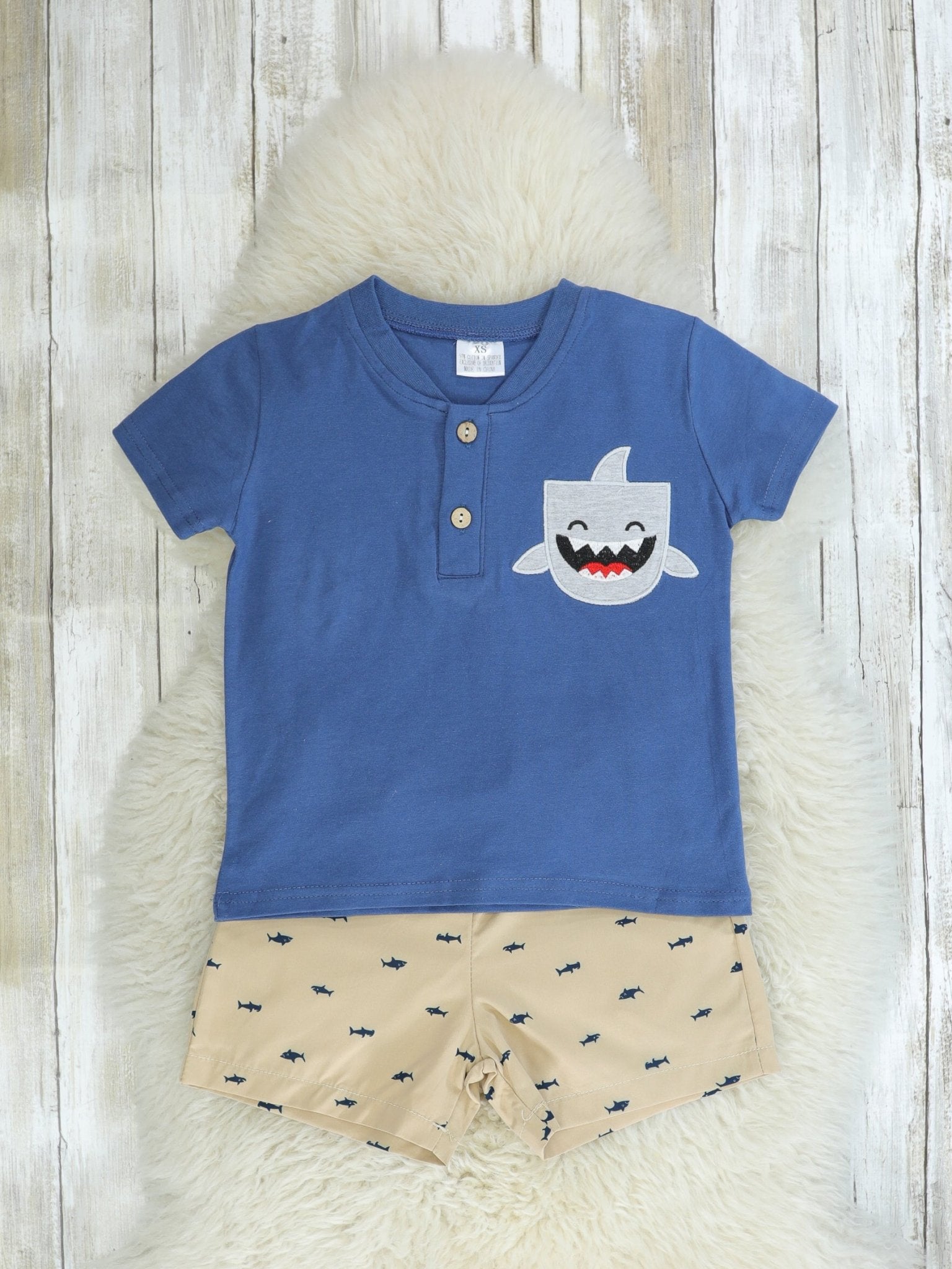 Blue Shark Top & Shorts Outfit - Marie Nicole Clothing