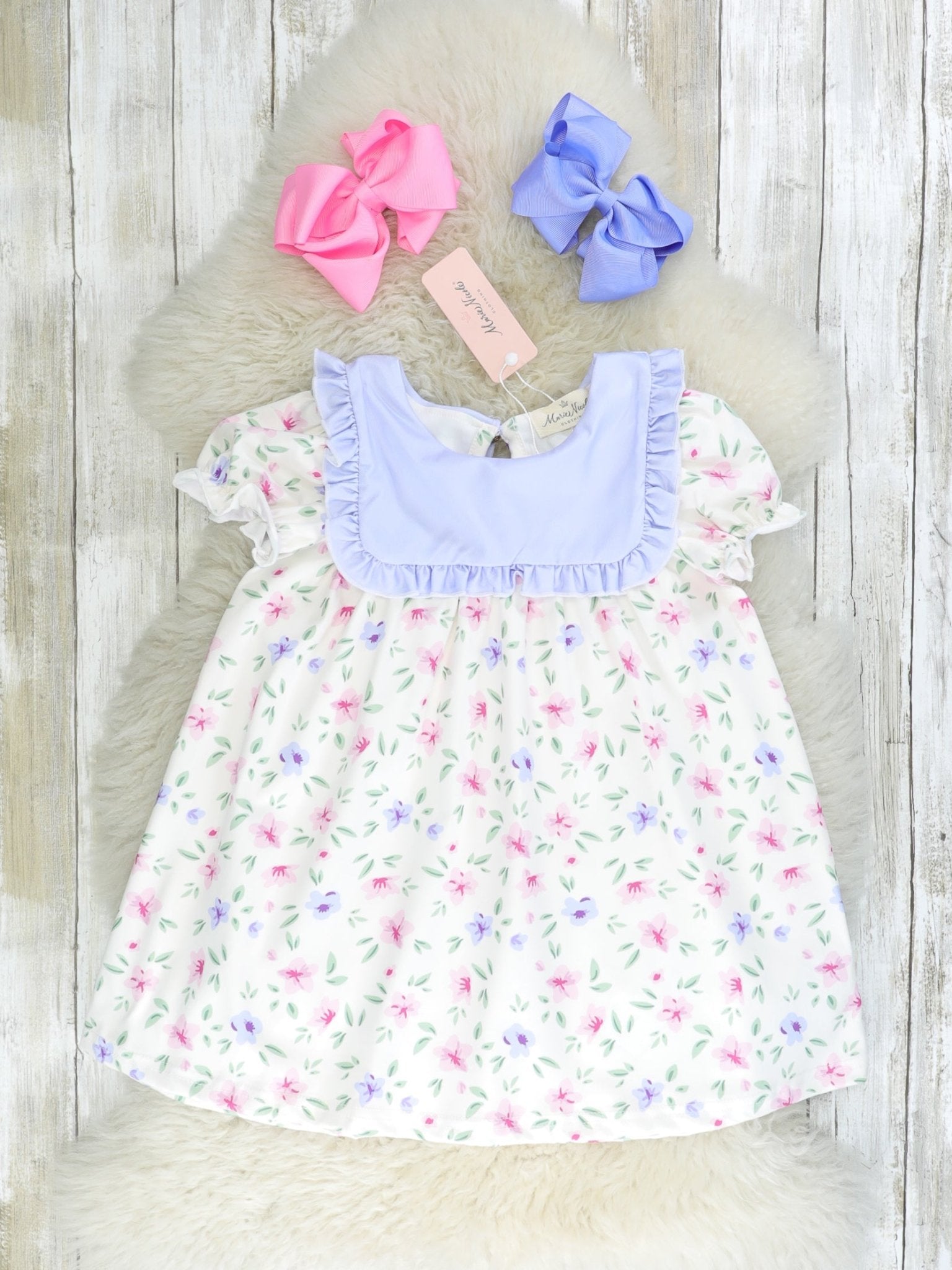Lavender Floral Ruffle Dress - Marie Nicole Clothing