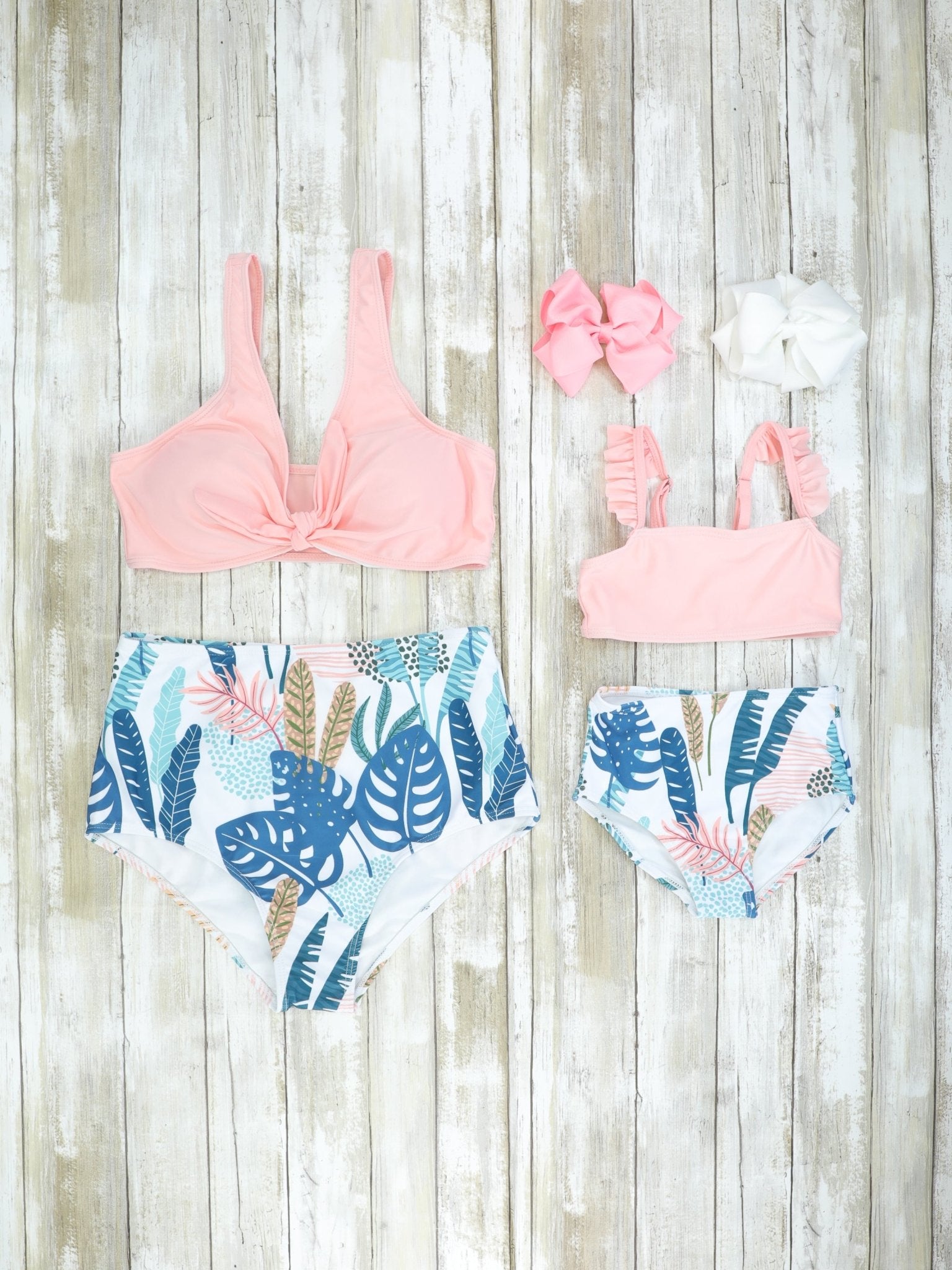 Mom & Me Pink & Blue Tropical Swimsuit - Marie Nicole Clothing