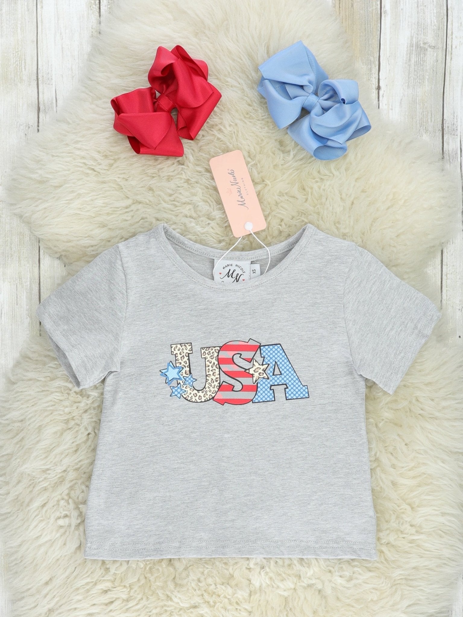Leopard USA Shirt - Marie Nicole Clothing