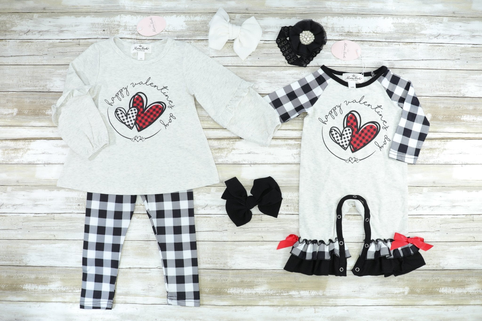 Mom & Me Happy Valentine's Day Plaid Collection - Marie Nicole Clothing