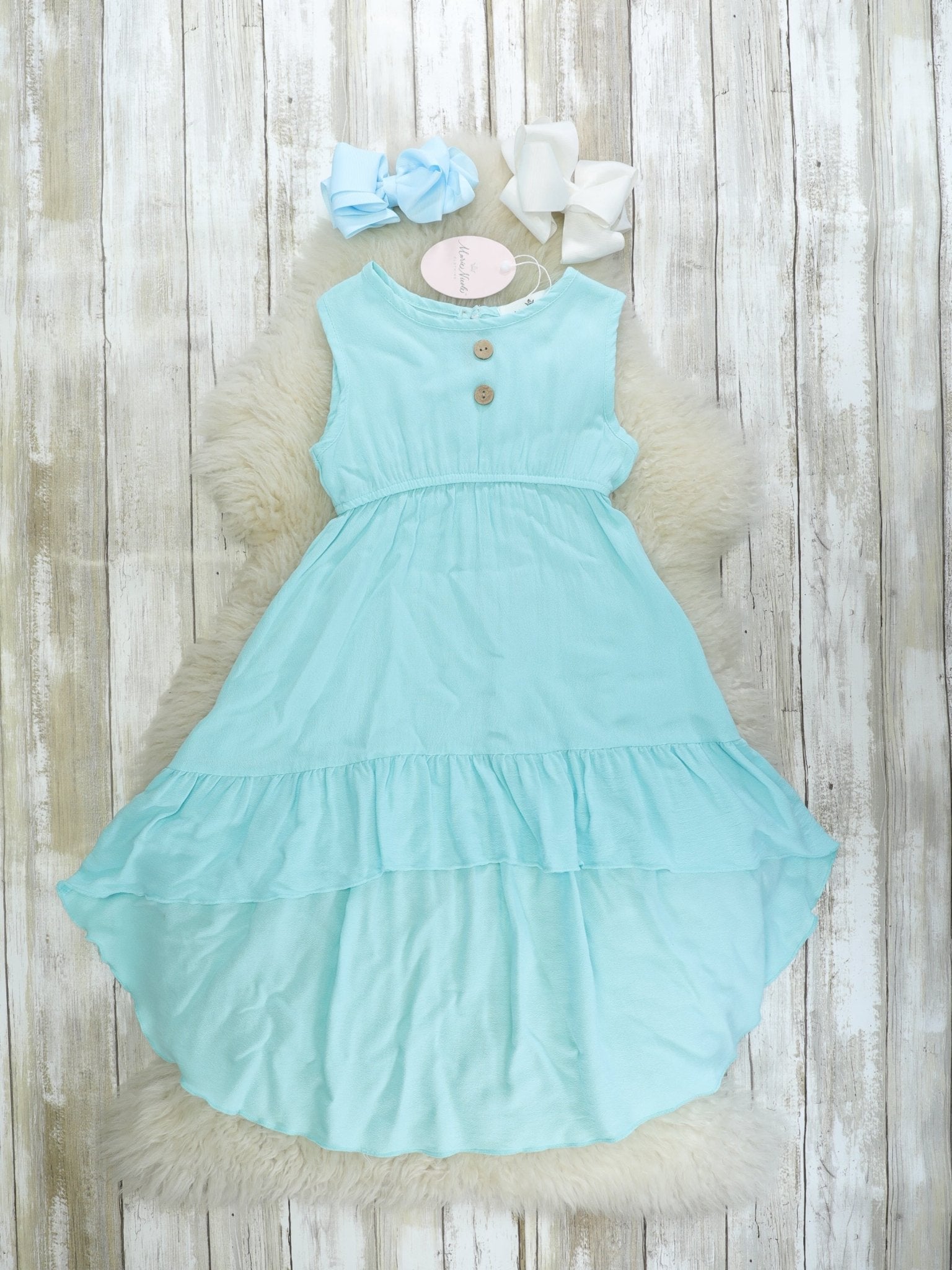 Mom & Me Aqua Maxi Dress & Romper - Beachwear - Marie Nicole Clothing