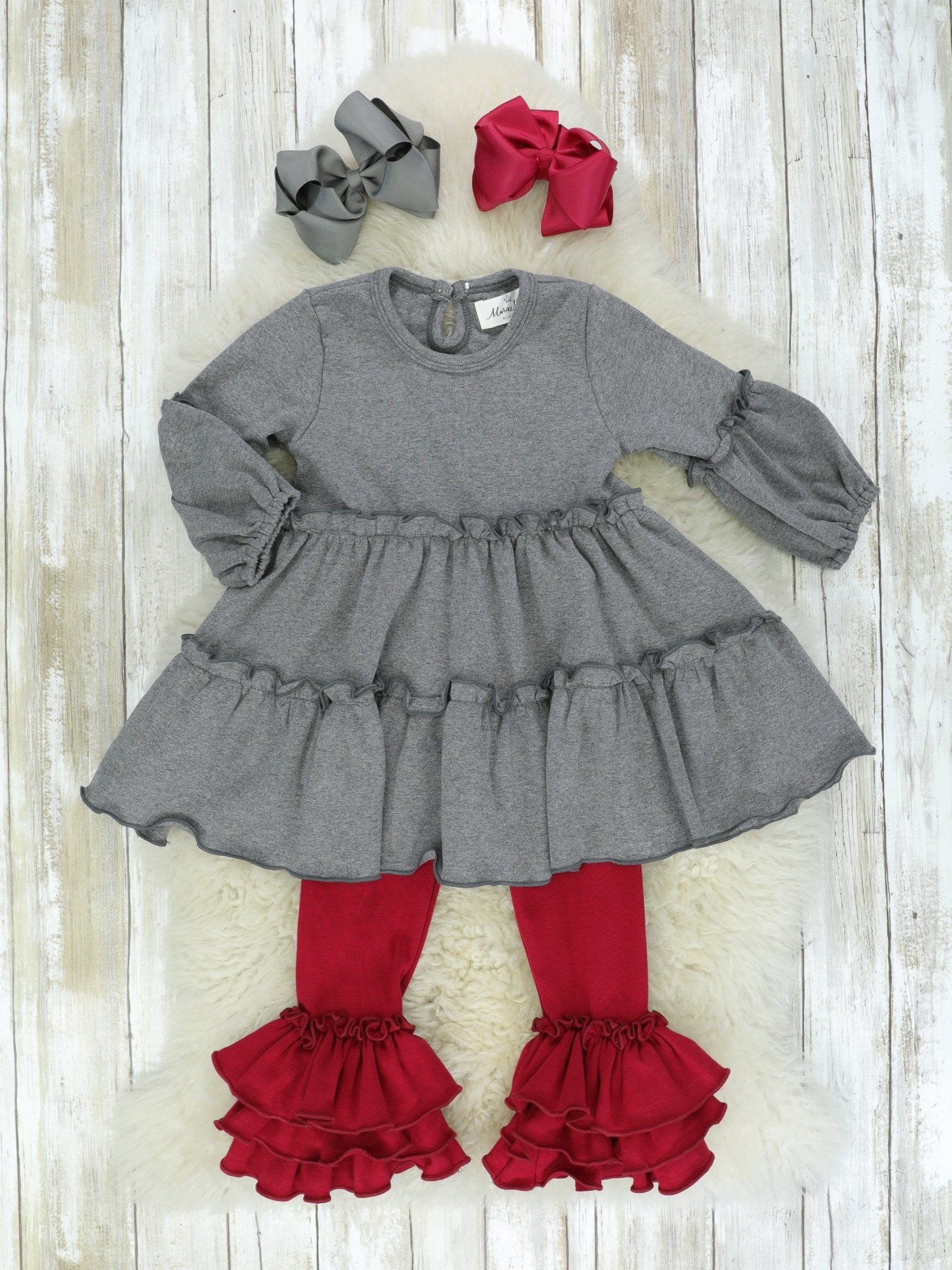 Cotton Ruffle Swing Top - Heather Grey - Marie Nicole Clothing