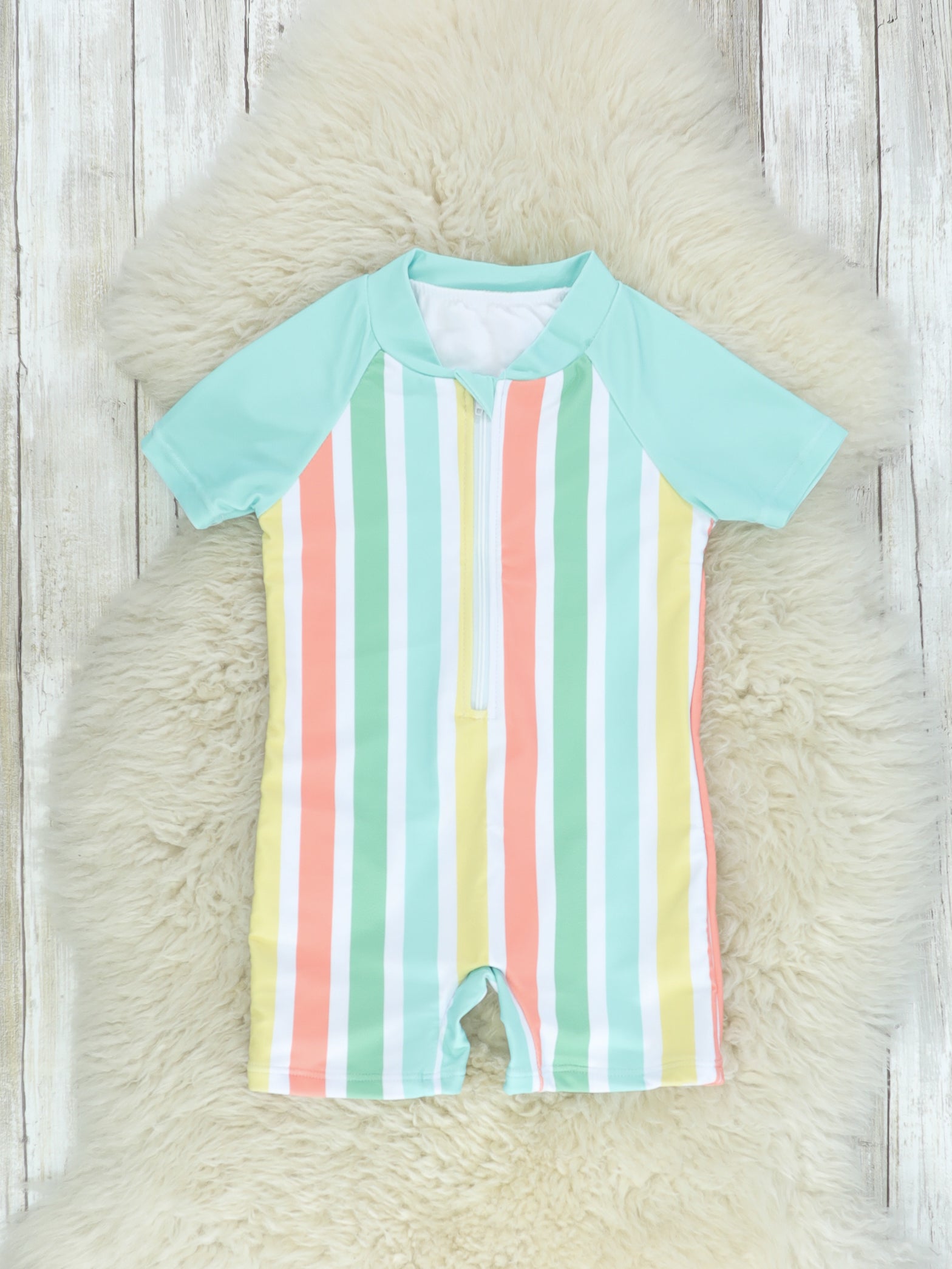 Summer Striped Zip Up Swimsuit - Marie Nicole Clothing