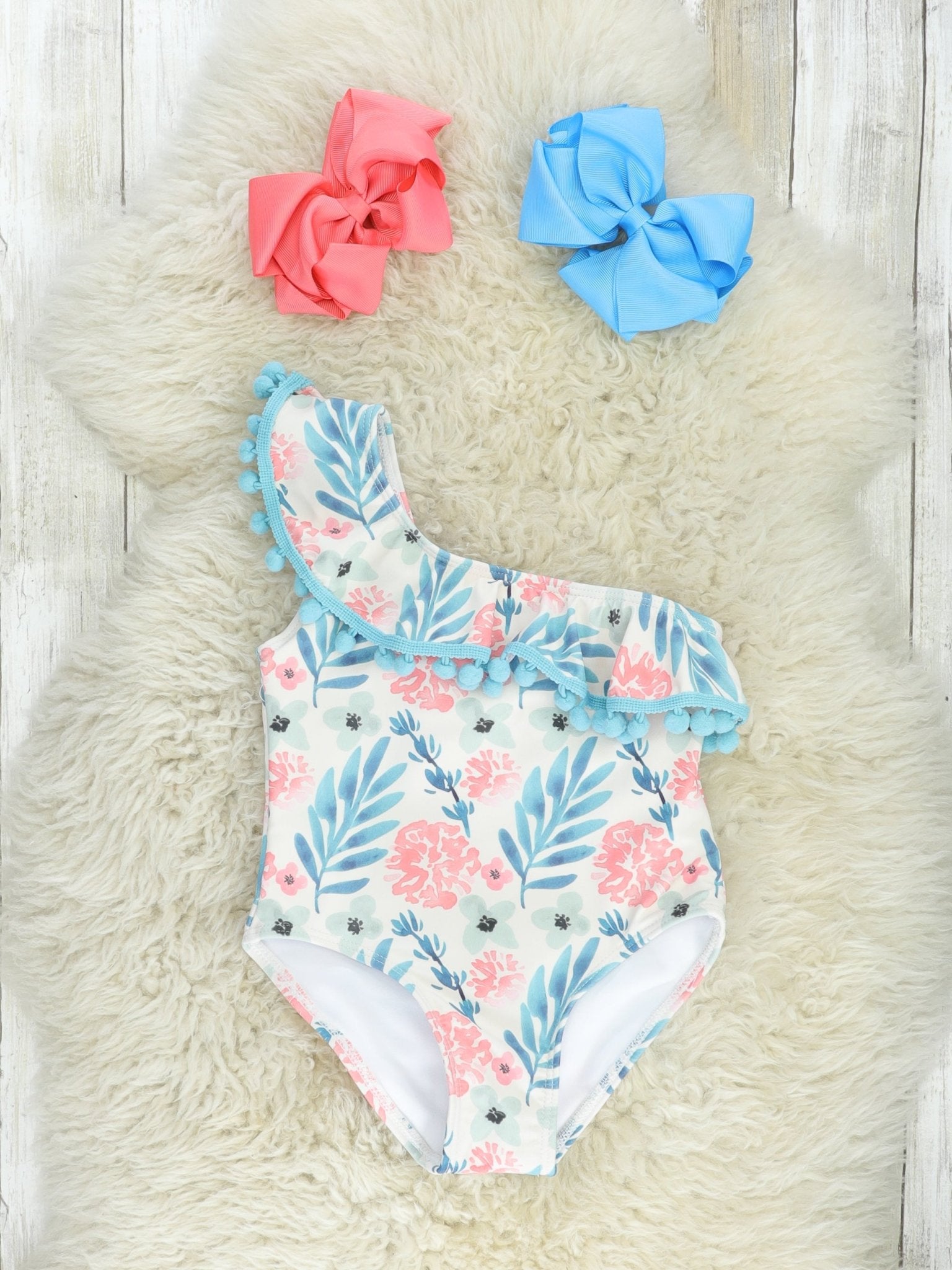 Coral Hydrangea Ruffle One - Piece Swimsuit - Marie Nicole Clothing