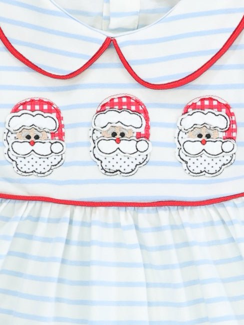 Light Blue Striped Santa Vintage Dress - Marie Nicole Clothing