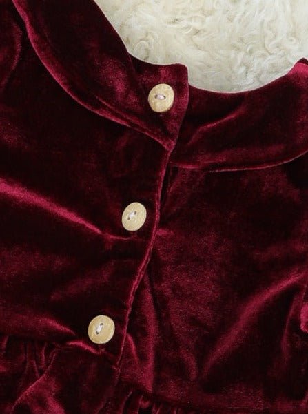 Burgundy Smocked Christmas Tree Dress - Marie Nicole Clothing