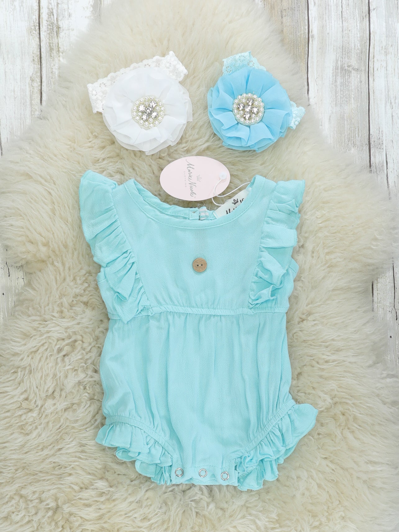 Mom & Me Aqua Maxi Dress & Romper - Beachwear - Marie Nicole Clothing