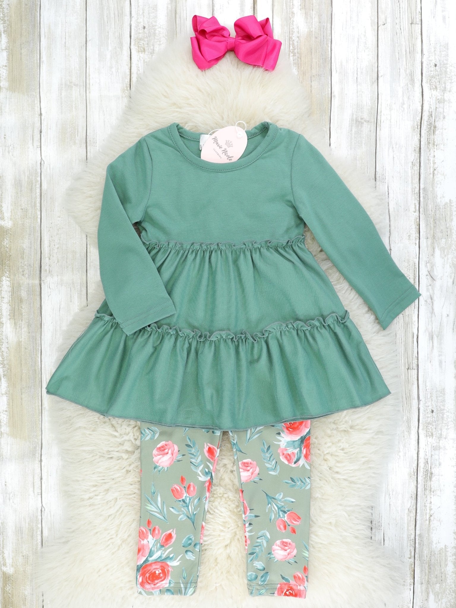Soft Green Rose 3 Piece Set - Marie Nicole Clothing