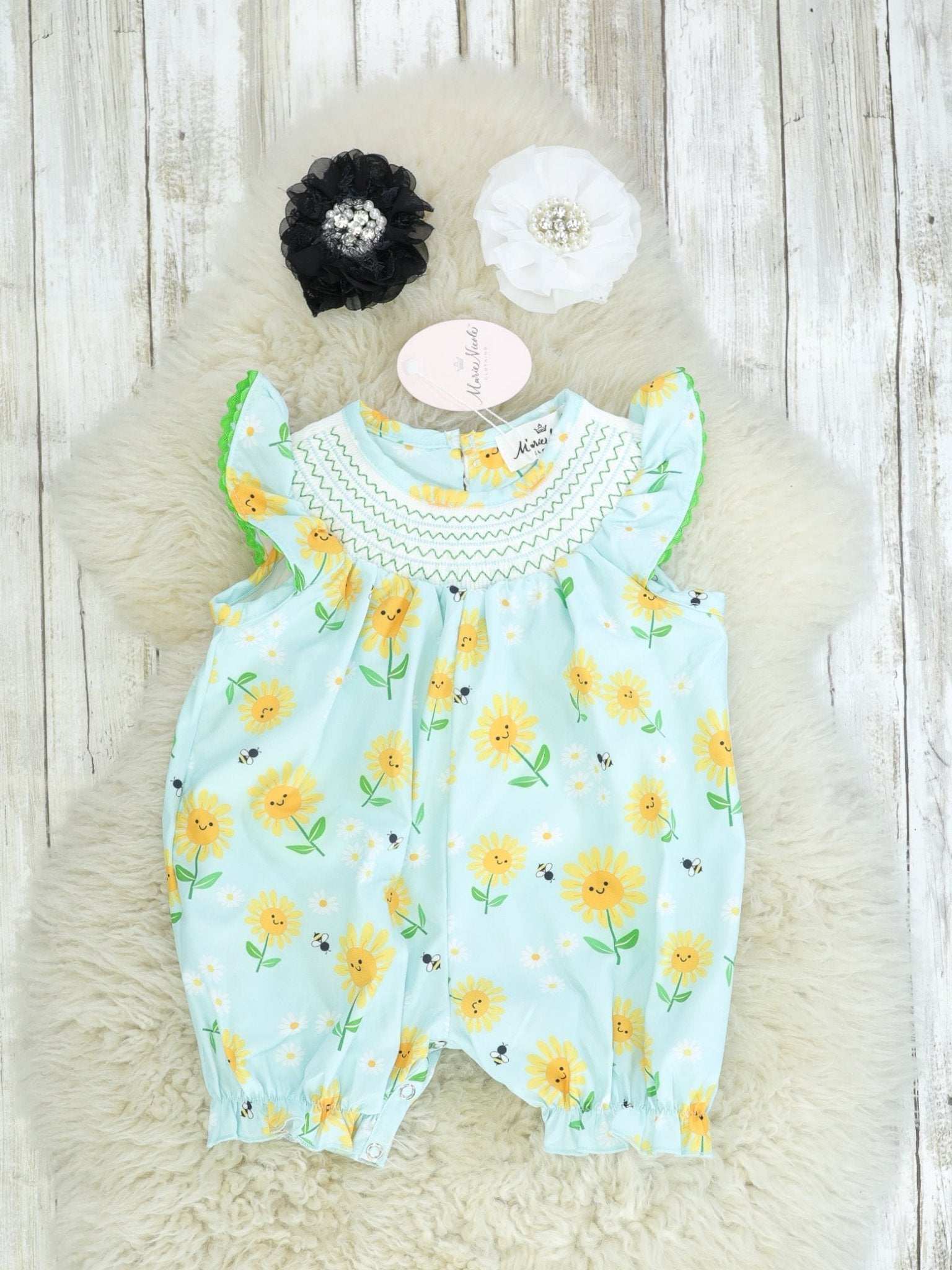 Blue & Yellow Floral Romper - Marie Nicole Clothing