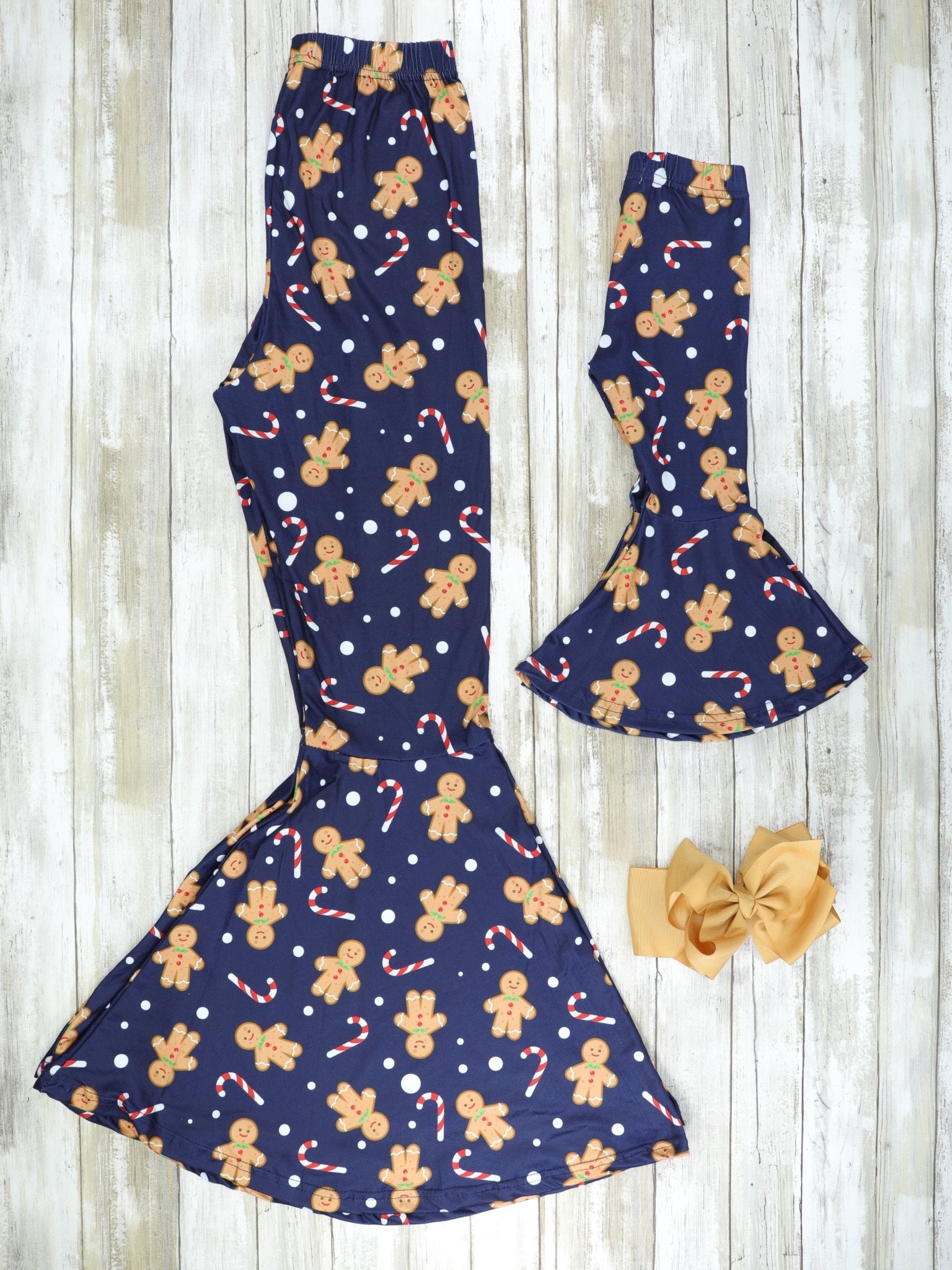 Mom & Me Gingerbread Candy Cane Bell Bottoms - Marie Nicole Clothing