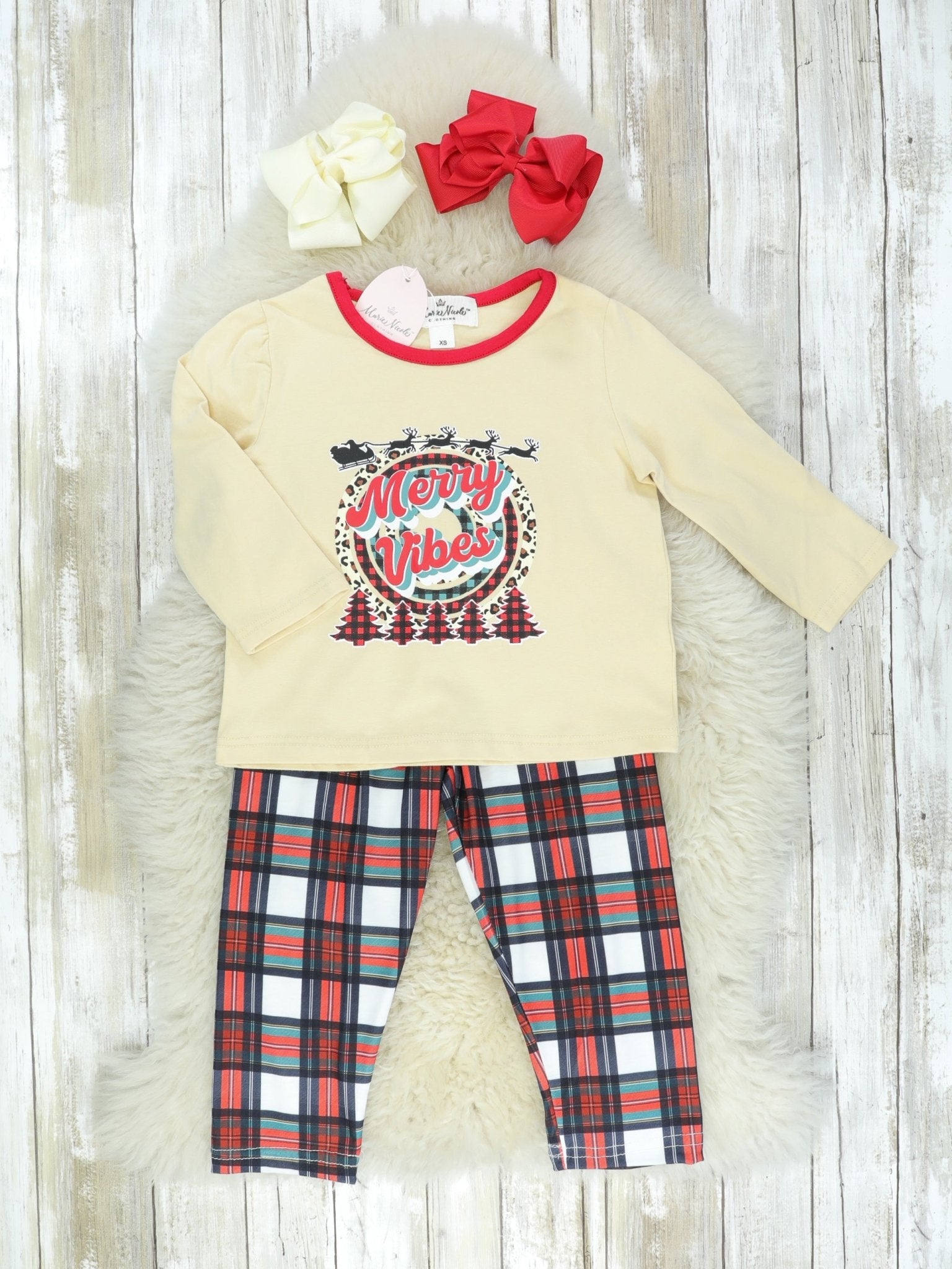 Mom & Me Merry Vibes Plaid Pajamas - Marie Nicole Clothing