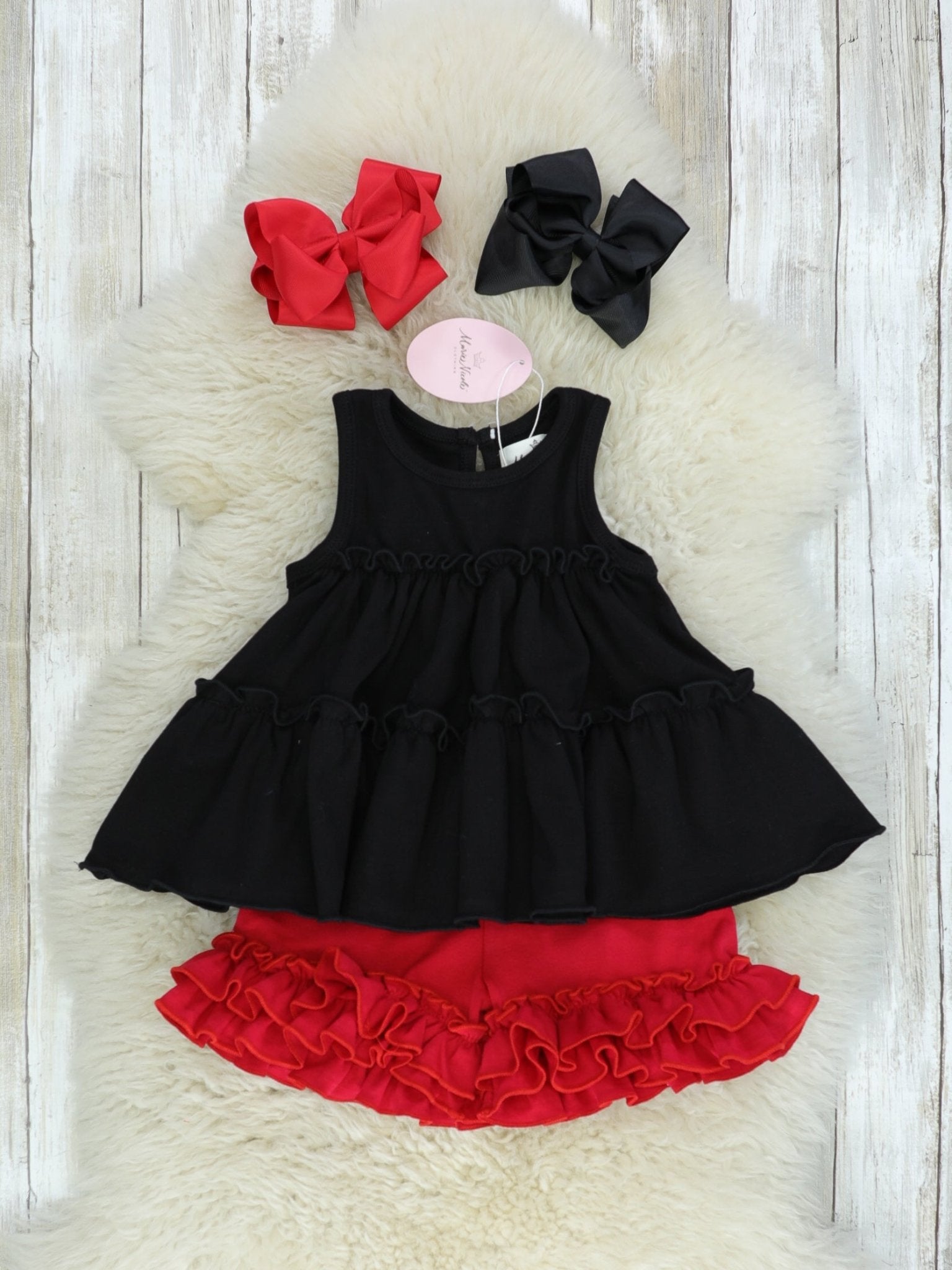 Cotton Swing Ruffle Tank - Black - Marie Nicole Clothing