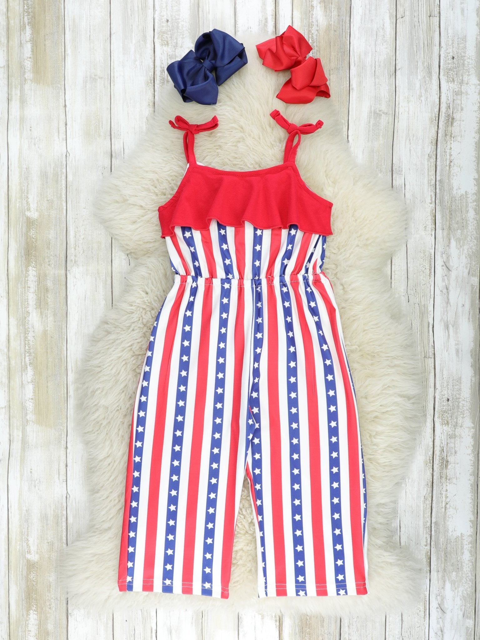 Patriotic Ruffle Jumpsuit - Marie Nicole Clothing