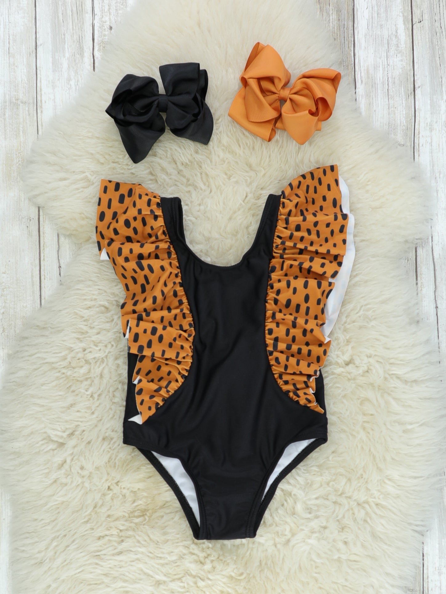 Mom & Me Cheetah Print Ruffle Swimsuit - Marie Nicole Clothing