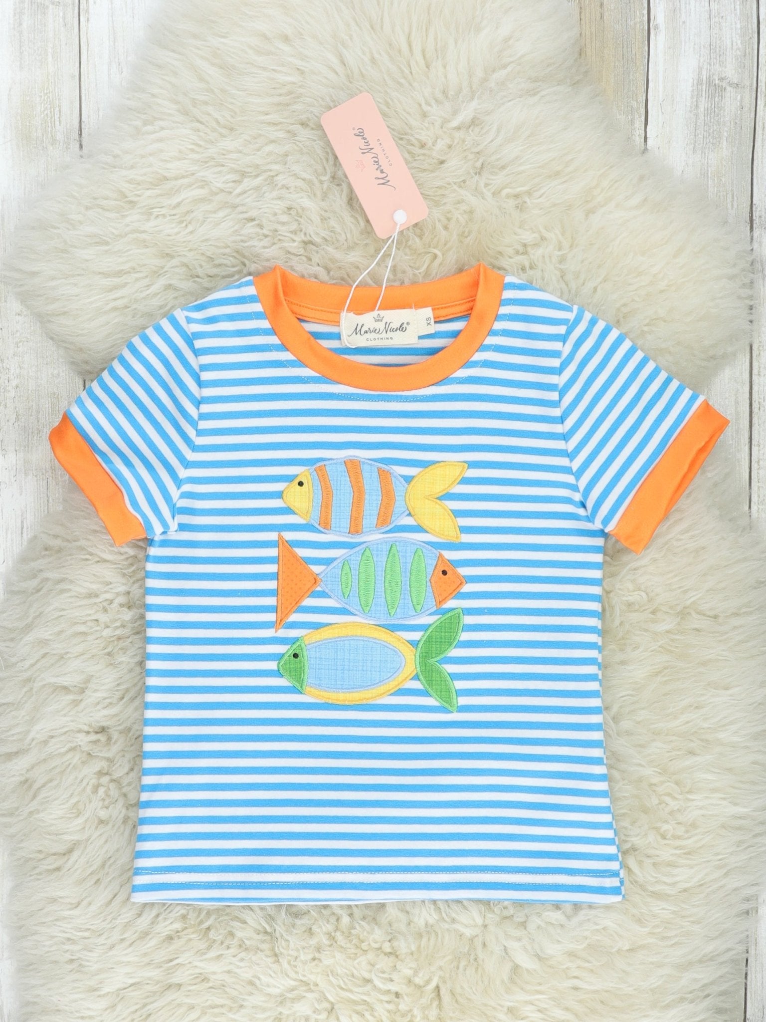 Blue Striped Fish Shirt - Marie Nicole Clothing