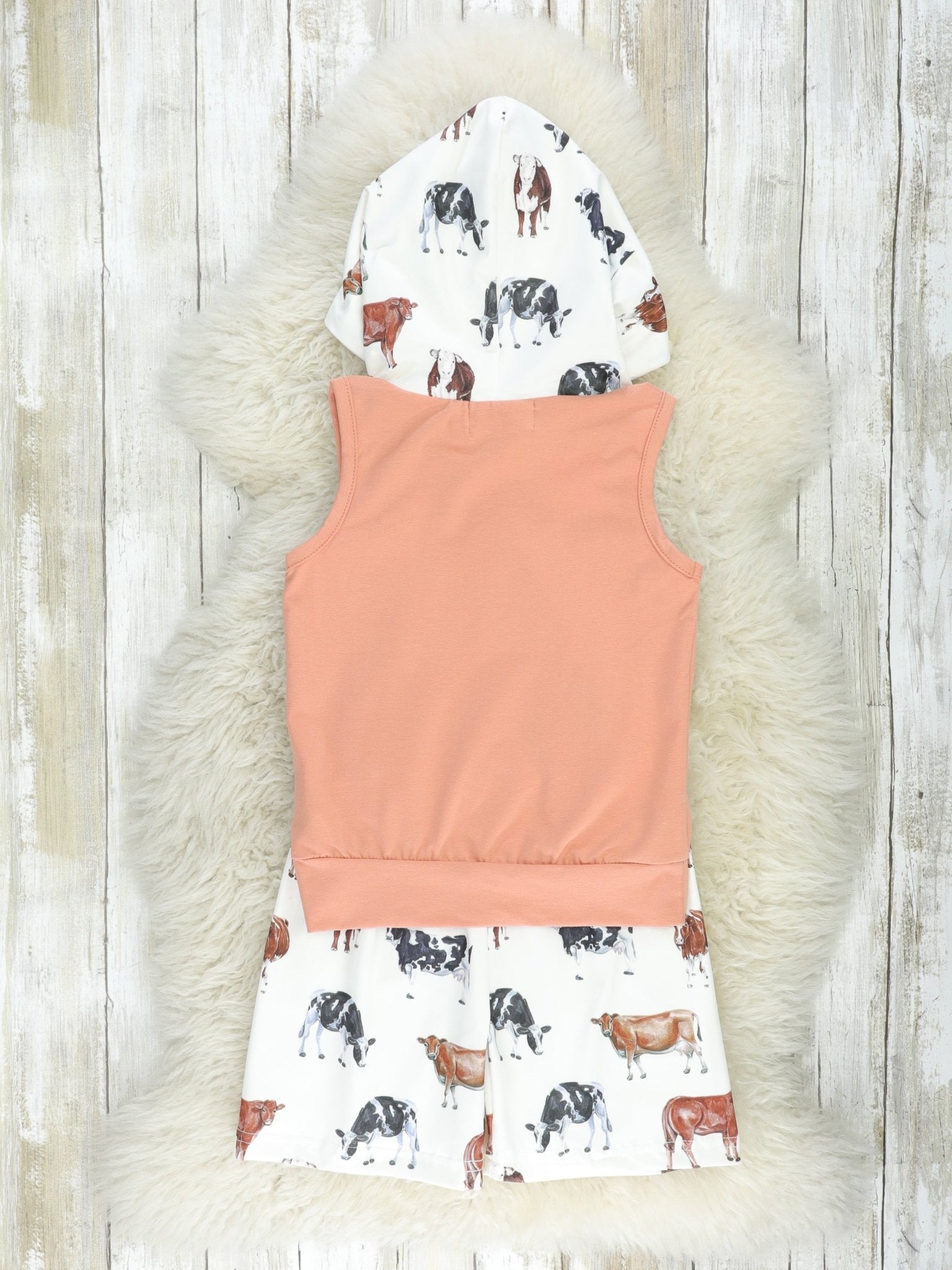 Tan Cow Hoodie Outfit - Marie Nicole Clothing