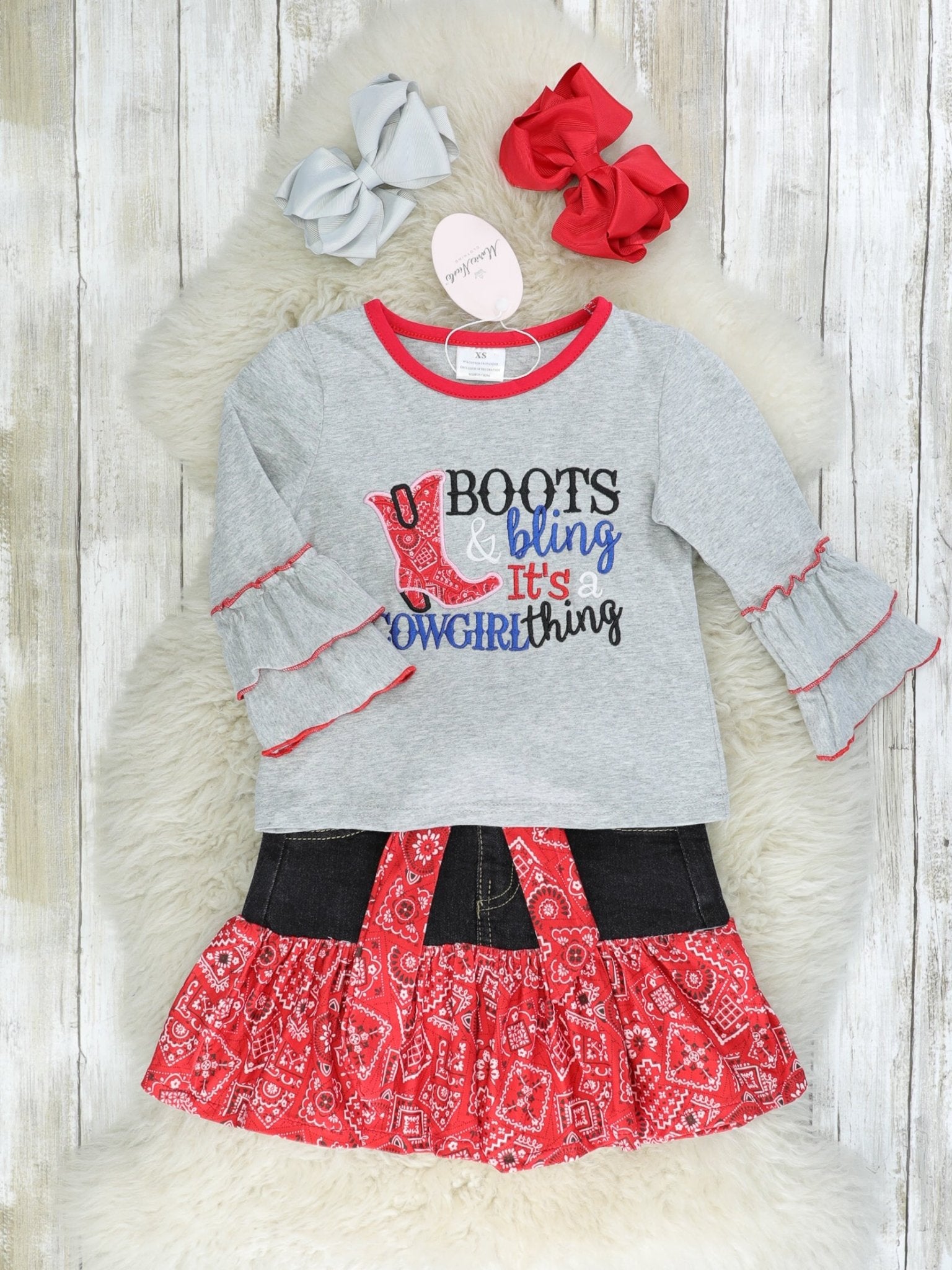 "Boots & Bling" Bandana Skirt Outfit - Marie Nicole Clothing