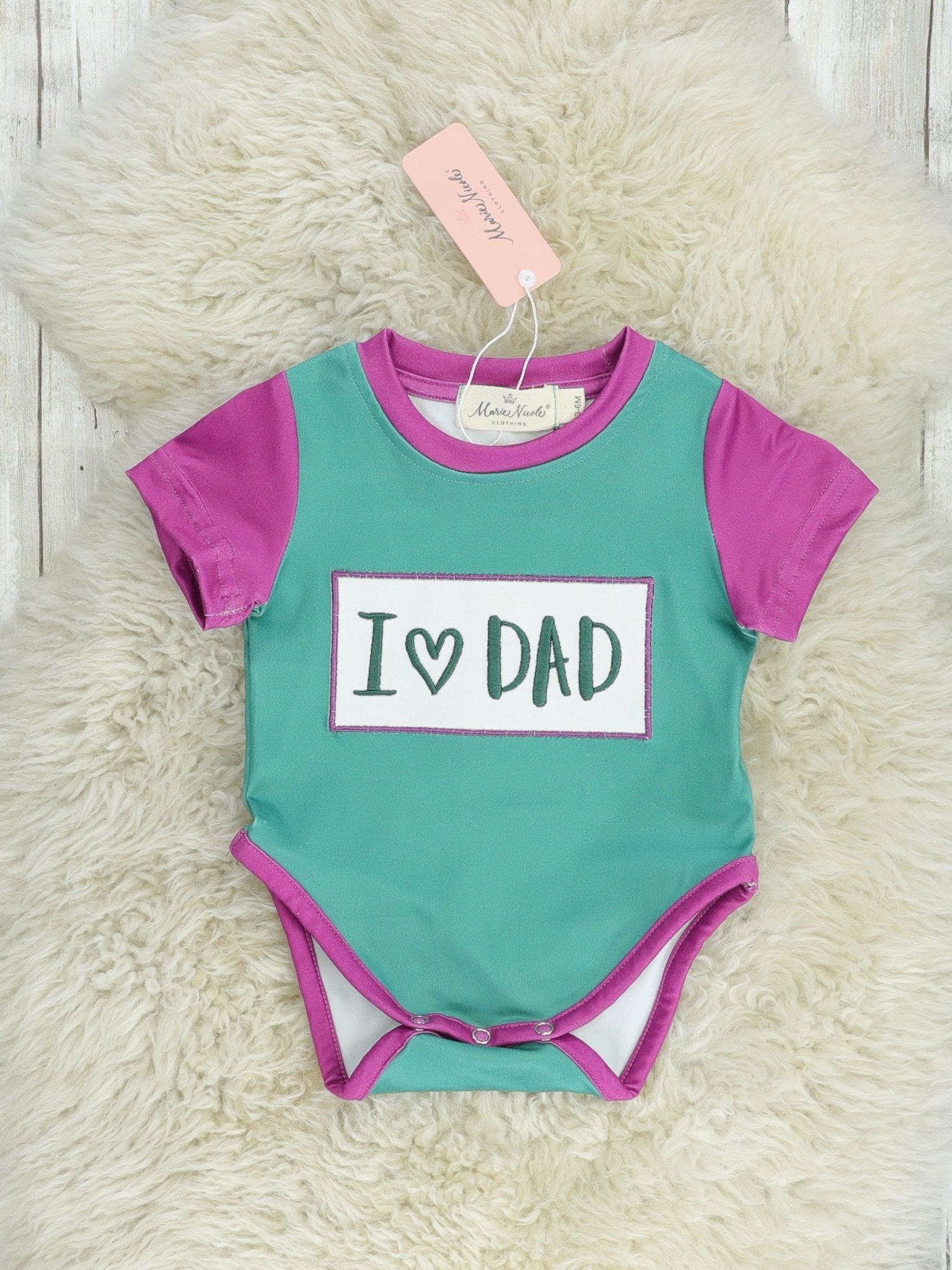 Green "I Love Dad" Romper - Marie Nicole Clothing
