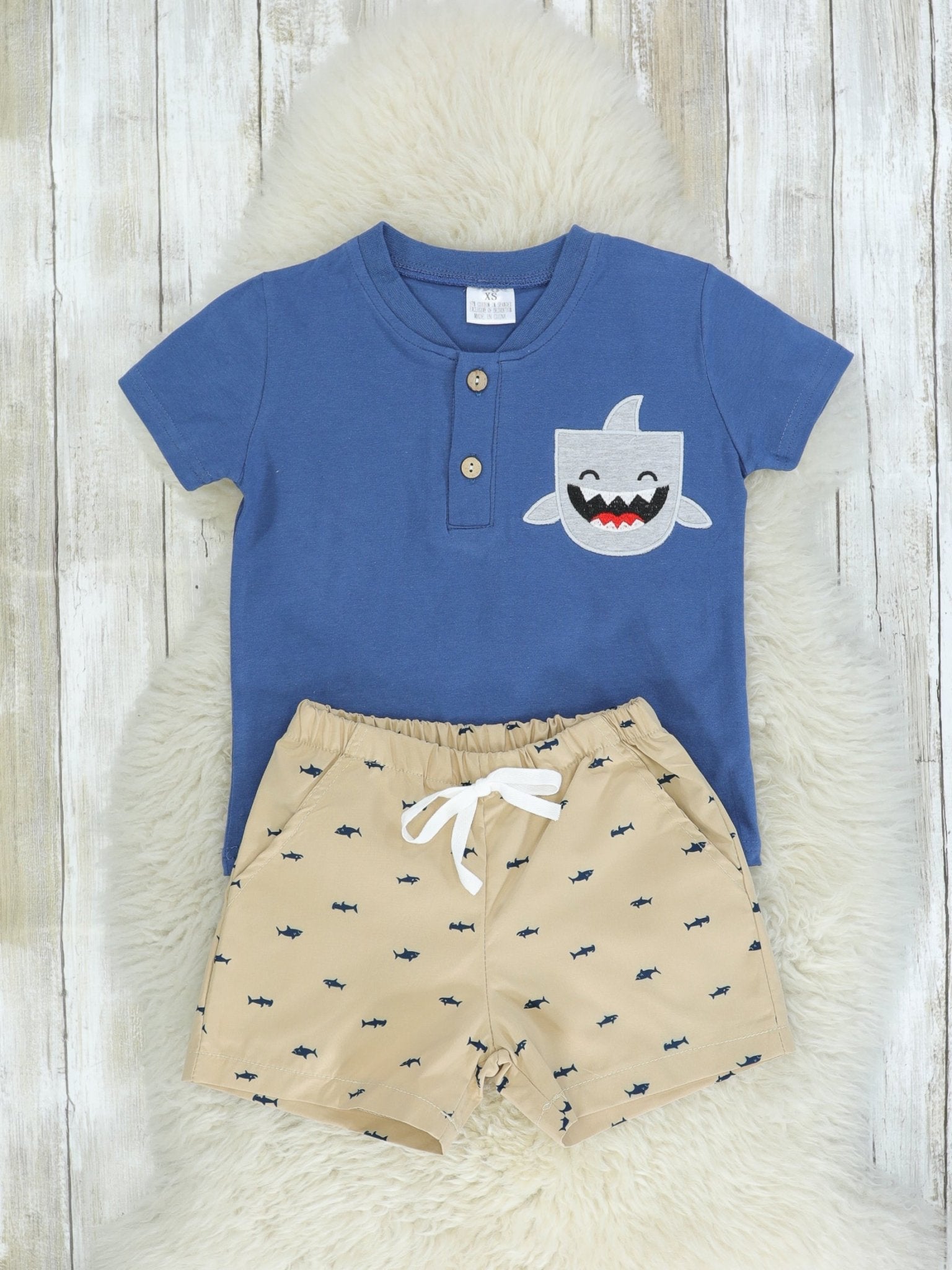 Blue Shark Top & Shorts Outfit - Marie Nicole Clothing