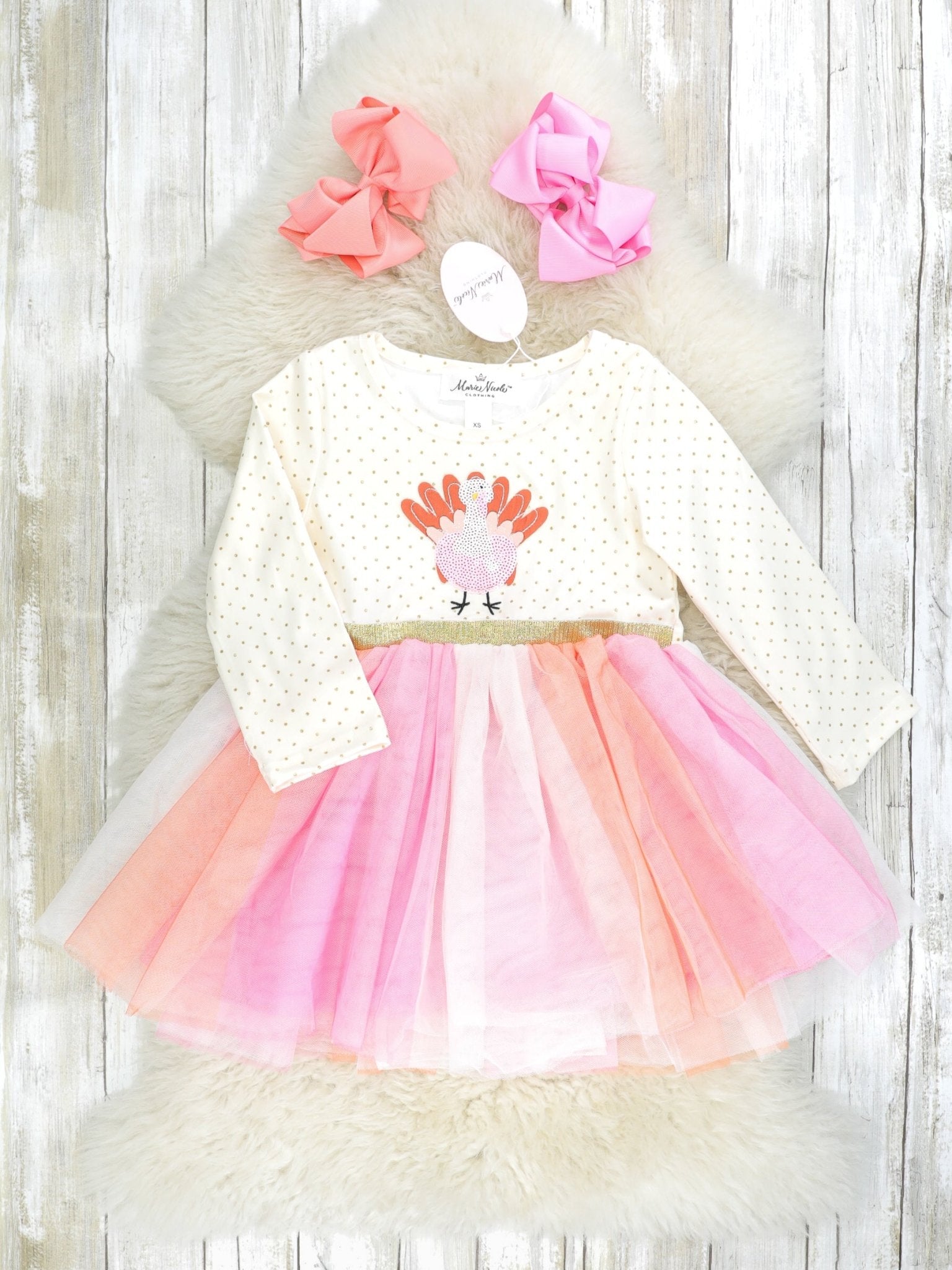 Pink Polka Dot Turkey Tulle Dress - Marie Nicole Clothing