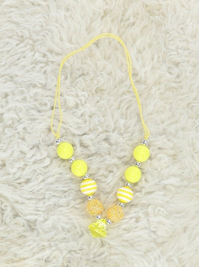 Yellow Striped Diamond Adjustable Bubblegum Necklace - Marie Nicole Clothing