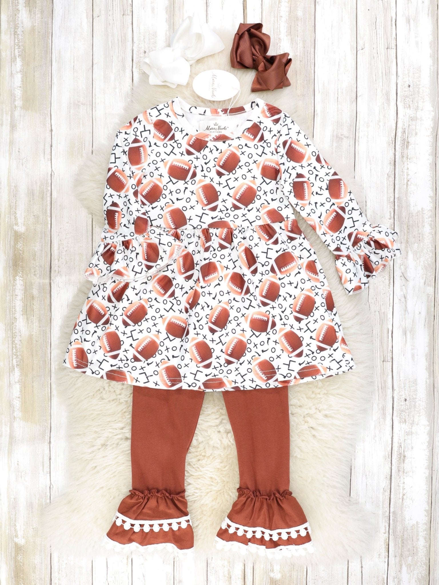 Football Playbook Ruffle Outfit - Marie Nicole Clothing