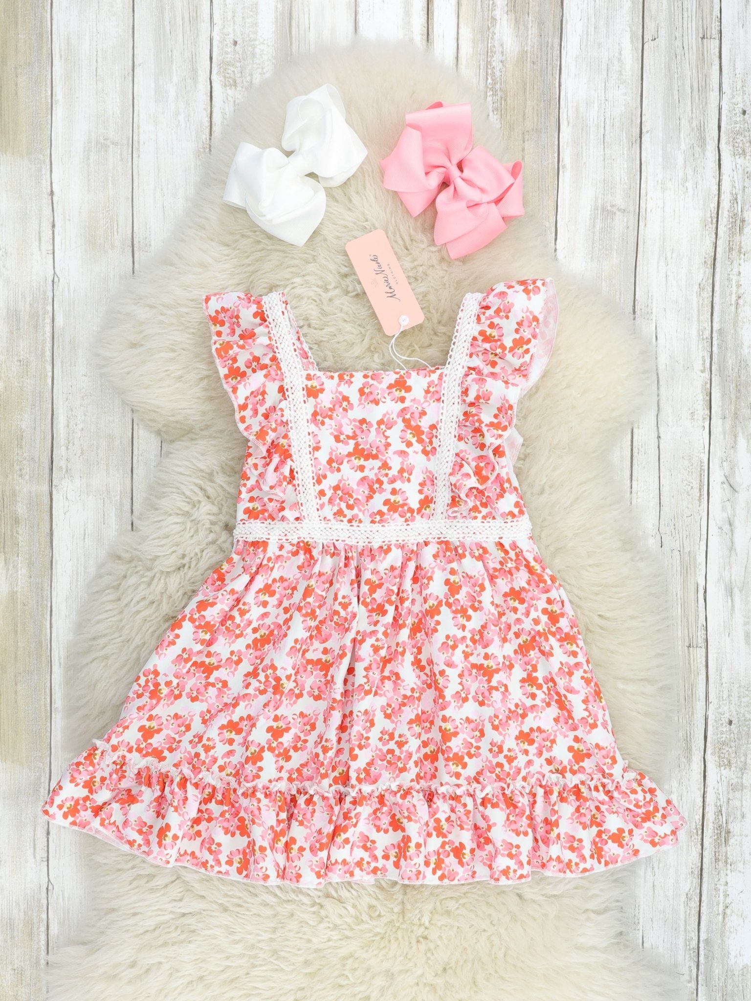 Red Blossom Tank Ruffle Dress - Marie Nicole Clothing