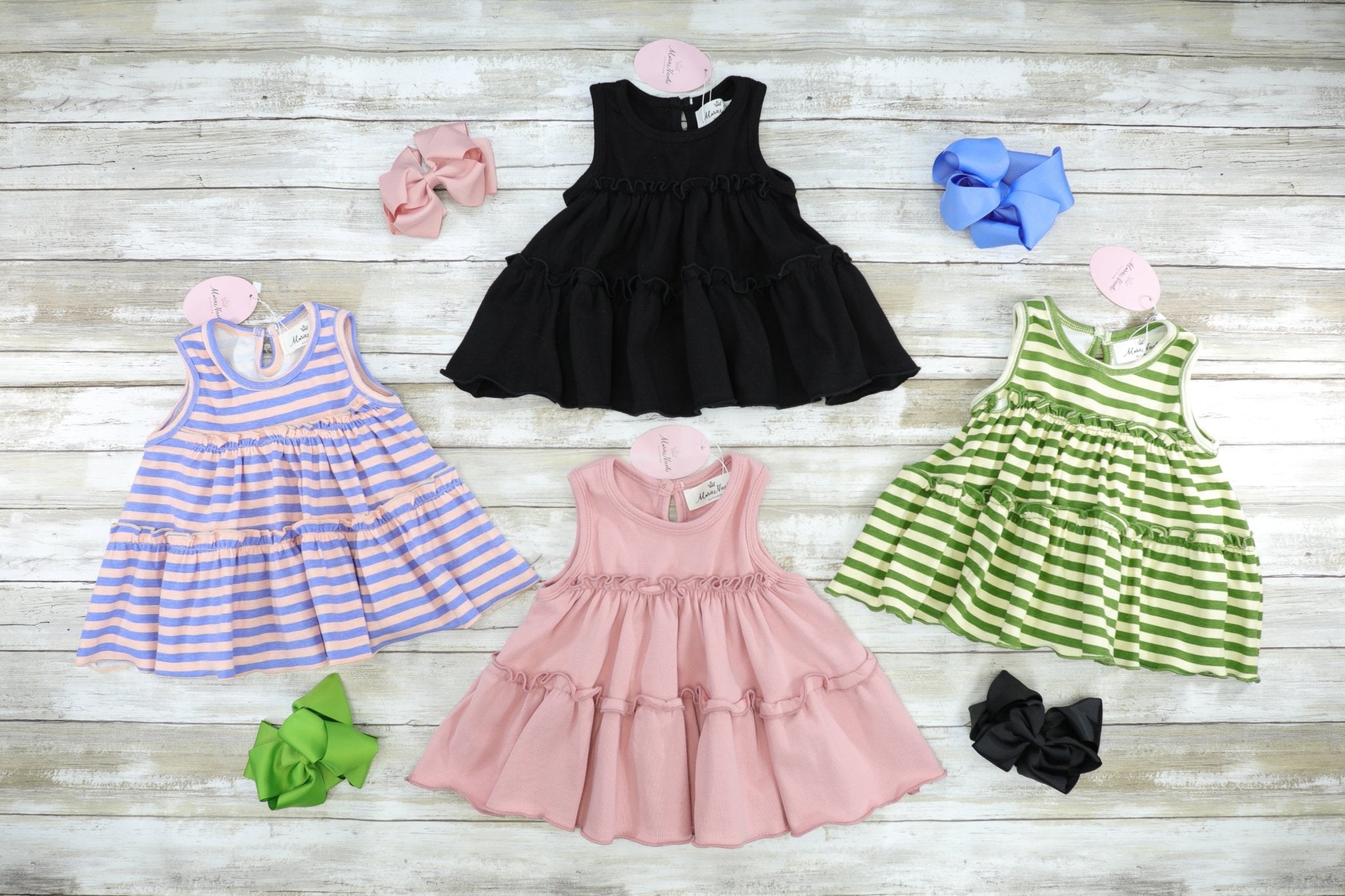 Cotton Swing Ruffle Tank - Black - Marie Nicole Clothing