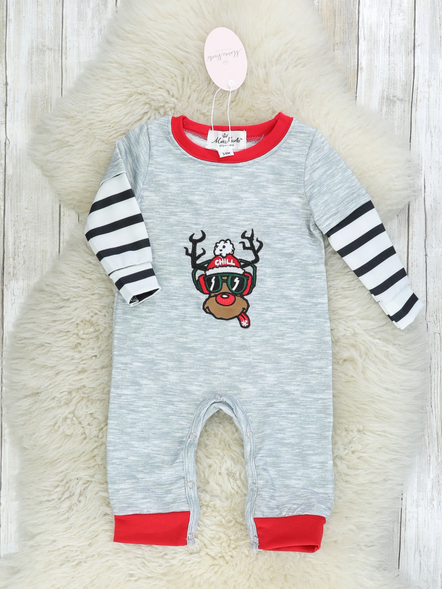 Chill Reindeer Layered Romper - Marie Nicole Clothing