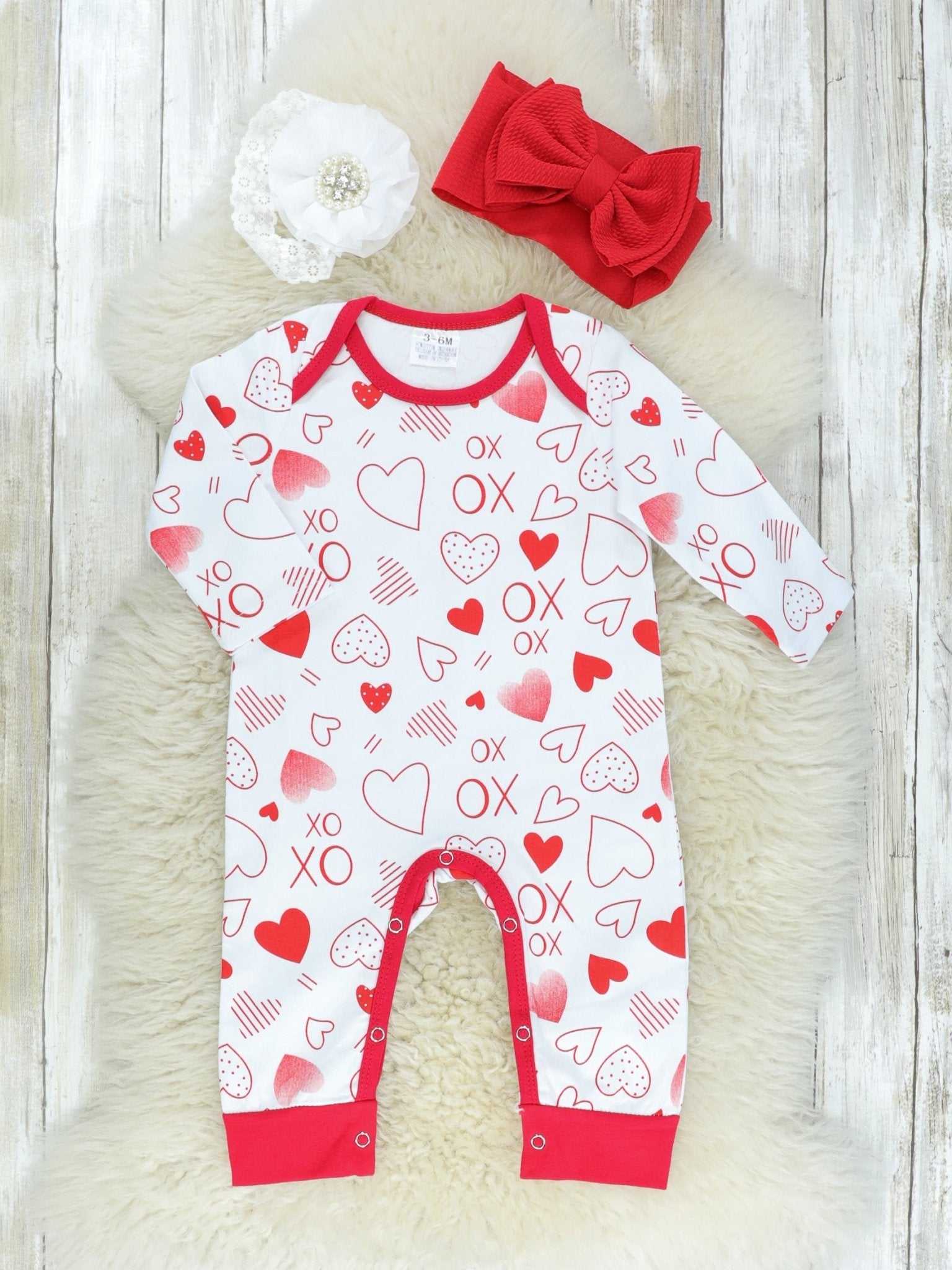 XO Hearts Romper - Marie Nicole Clothing
