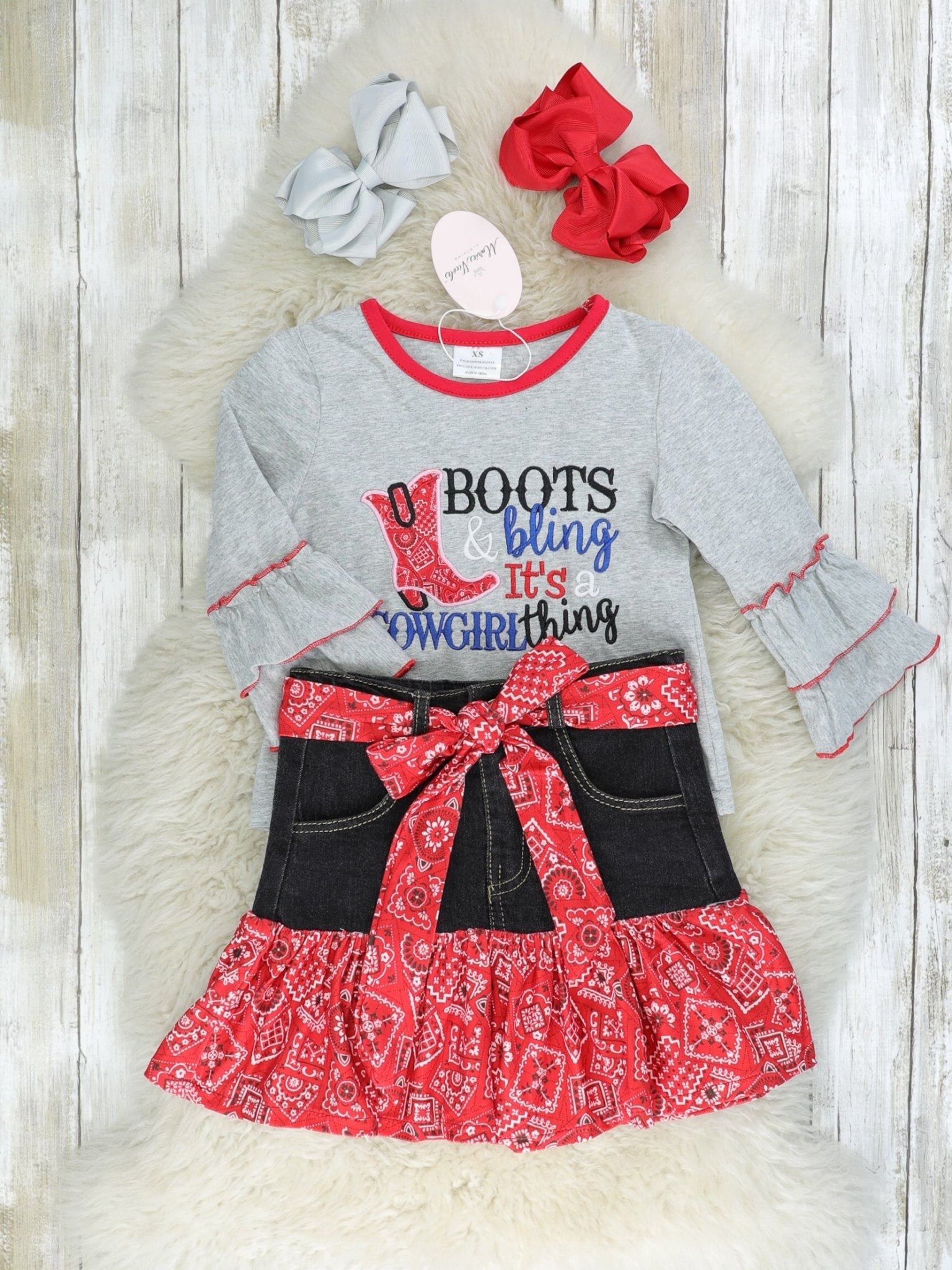 "Boots & Bling" Bandana Skirt Outfit - Marie Nicole Clothing