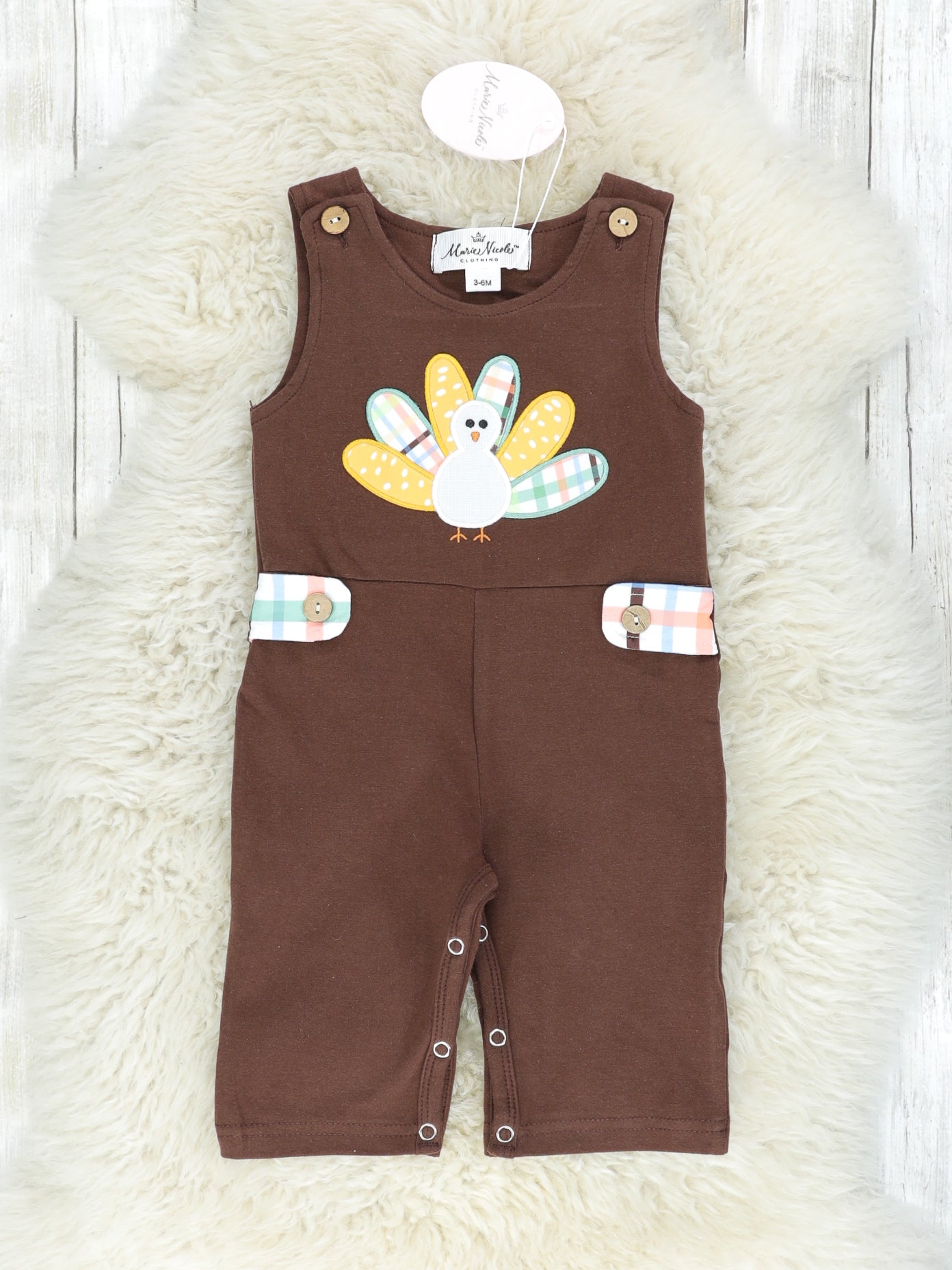Green Plaid Turkey Romper - Marie Nicole Clothing