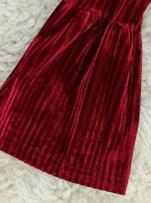 Poinsettia Peplum Top & Velvet Bell Bottoms Outfit - Marie Nicole Clothing