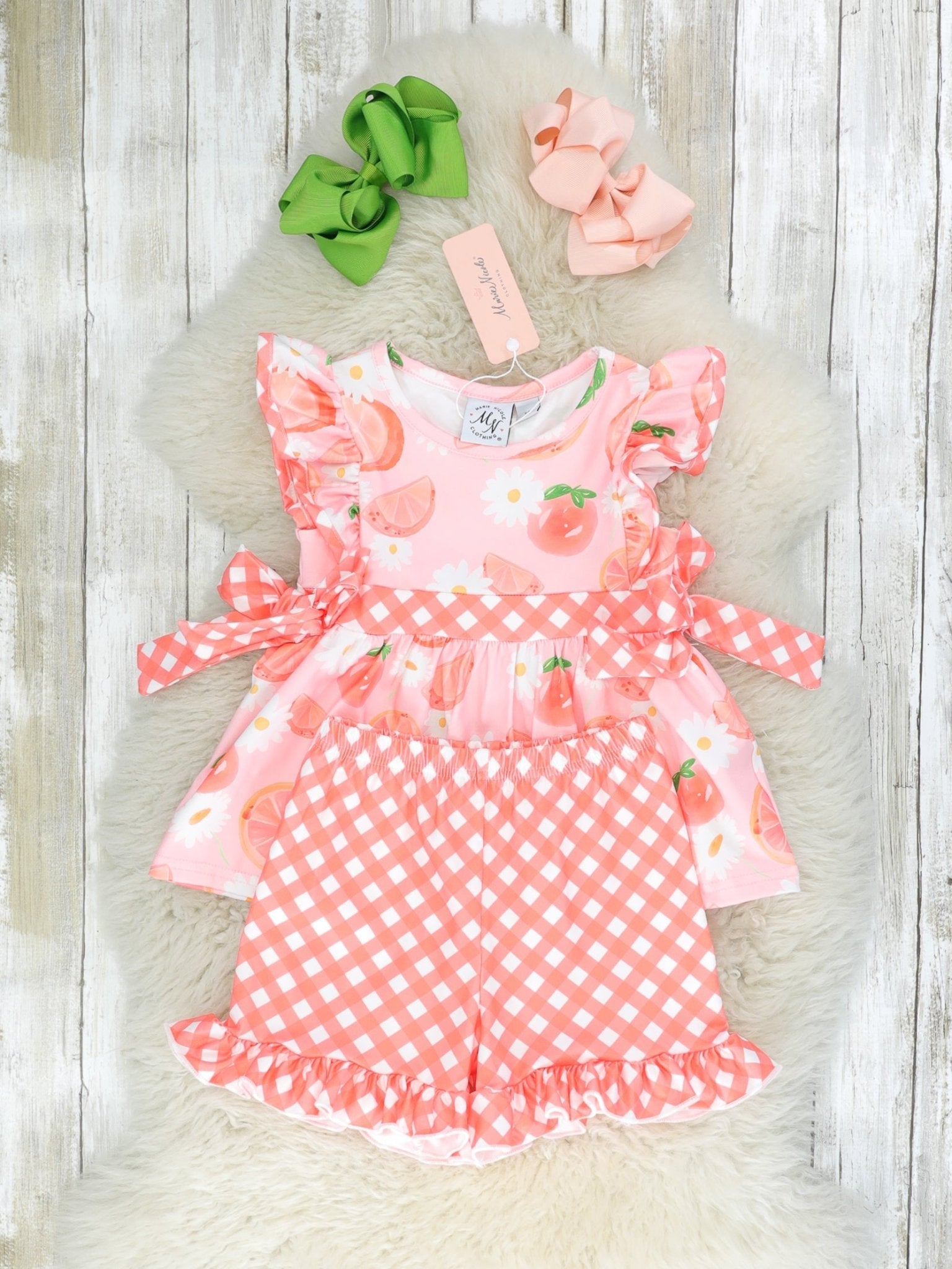 Grapefruit & Daisy Ruffle Outfit - Marie Nicole Clothing