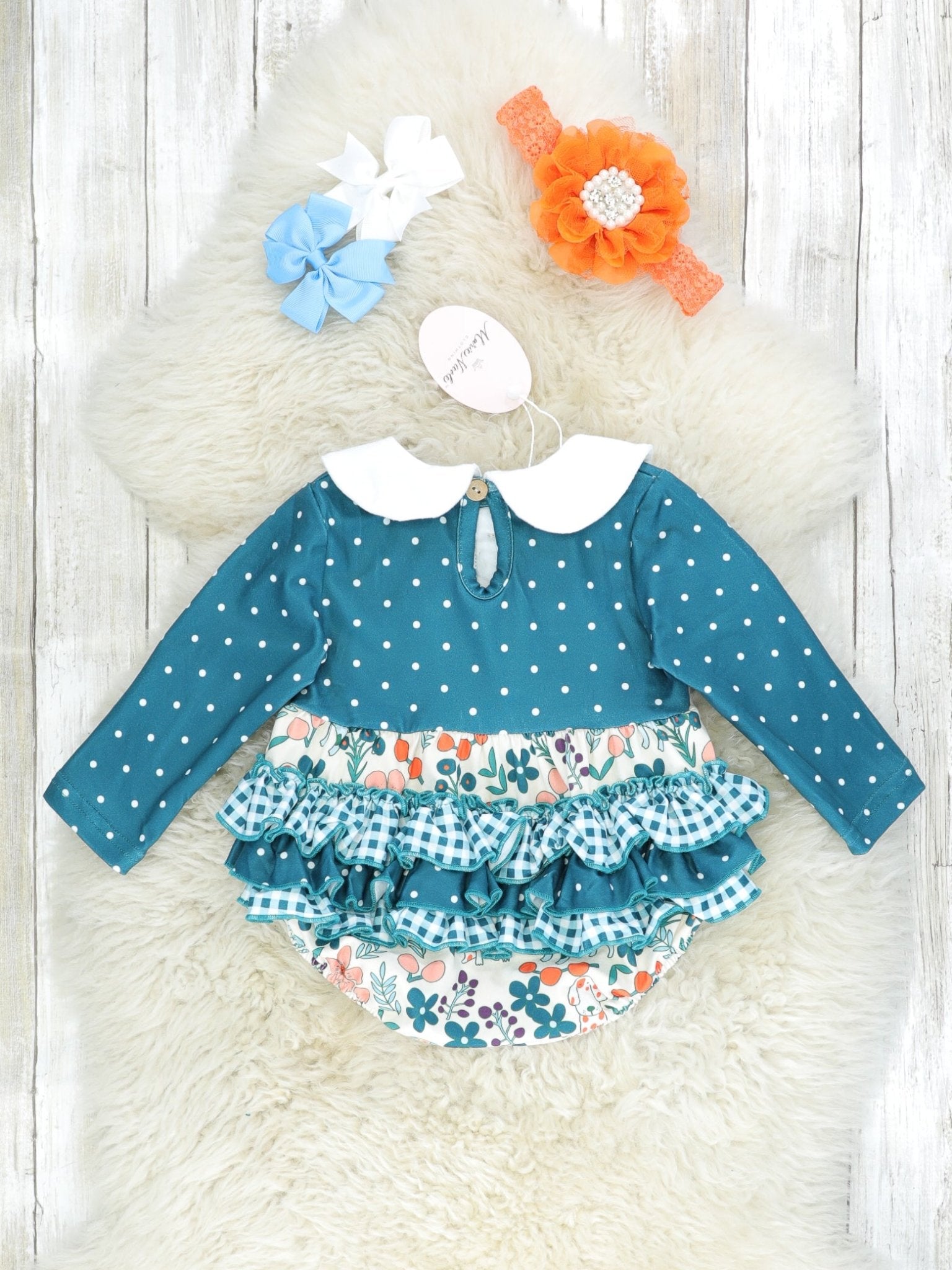 MNC Royal Pups™ - Vintage Ruffle Romper - Marie Nicole Clothing