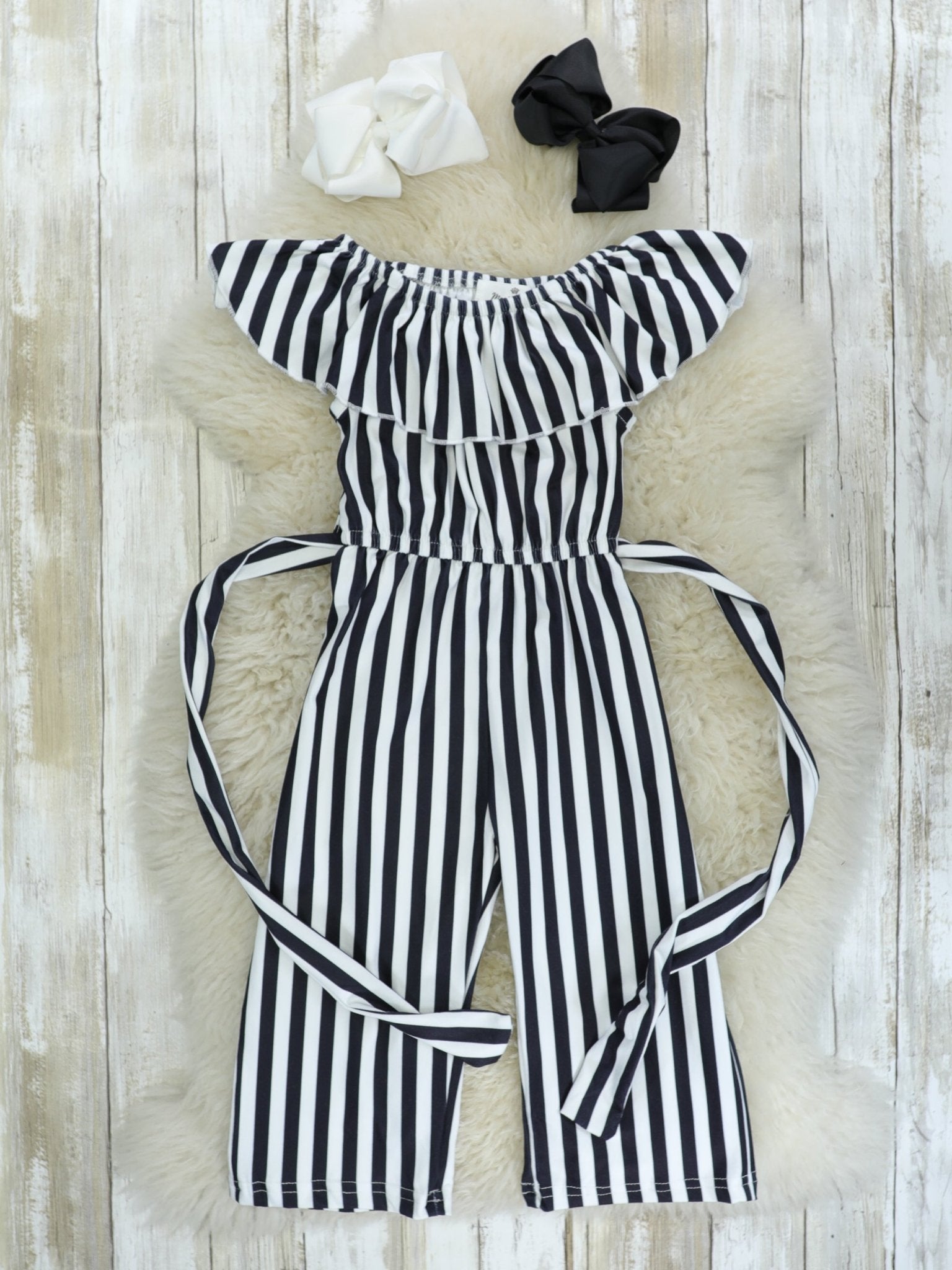 Black & White Pinstriped Romper/Jumpsuit - Marie Nicole Clothing