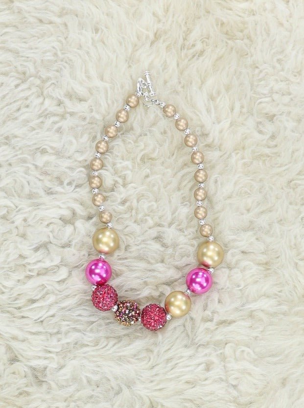 Gold & Magenta Bubblegum Necklace - Marie Nicole Clothing