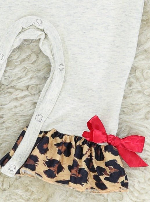 Leopard Santa Ruffle Romper - Marie Nicole Clothing