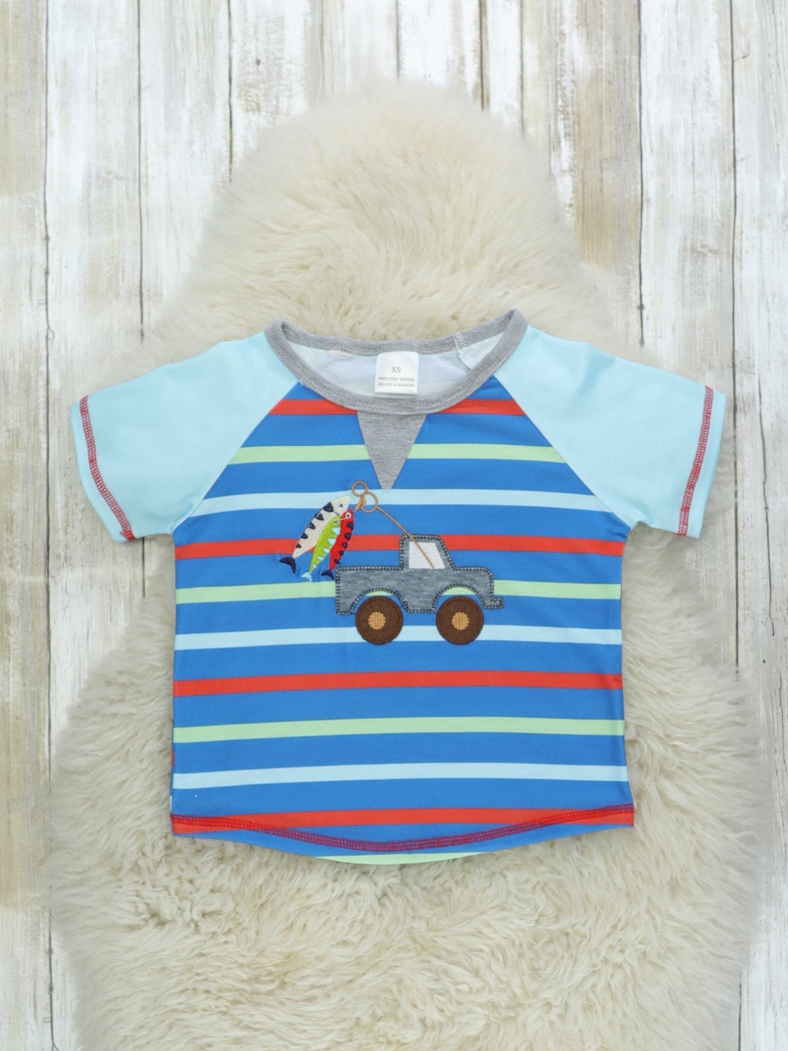 Fishing Truck Striped Shirt - Marie Nicole Clothing