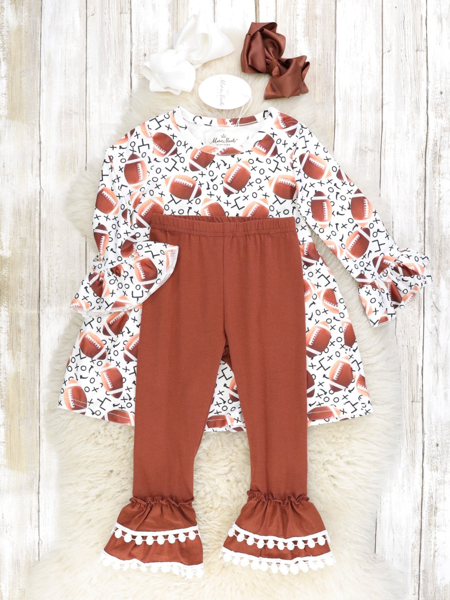 Football Playbook Ruffle Outfit - Marie Nicole Clothing